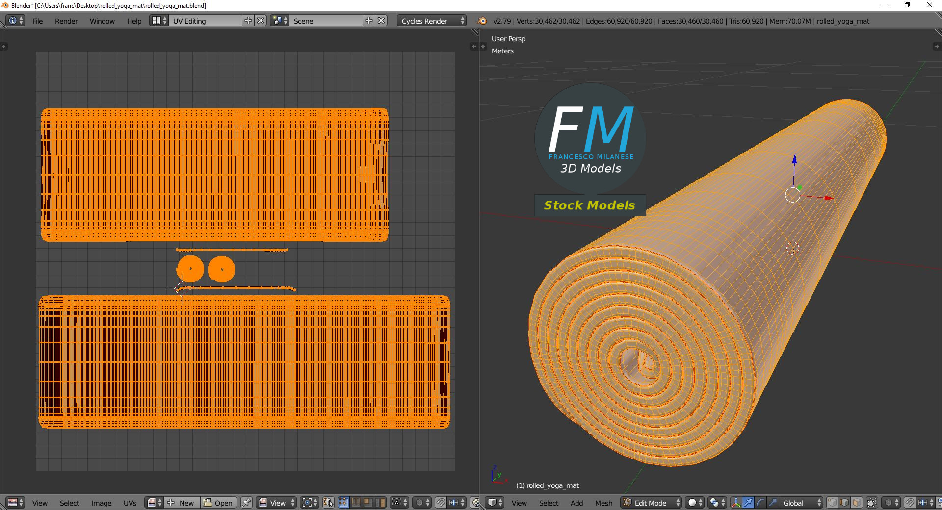 3D-Modell - Aufgerollte Yogamatte - 10
