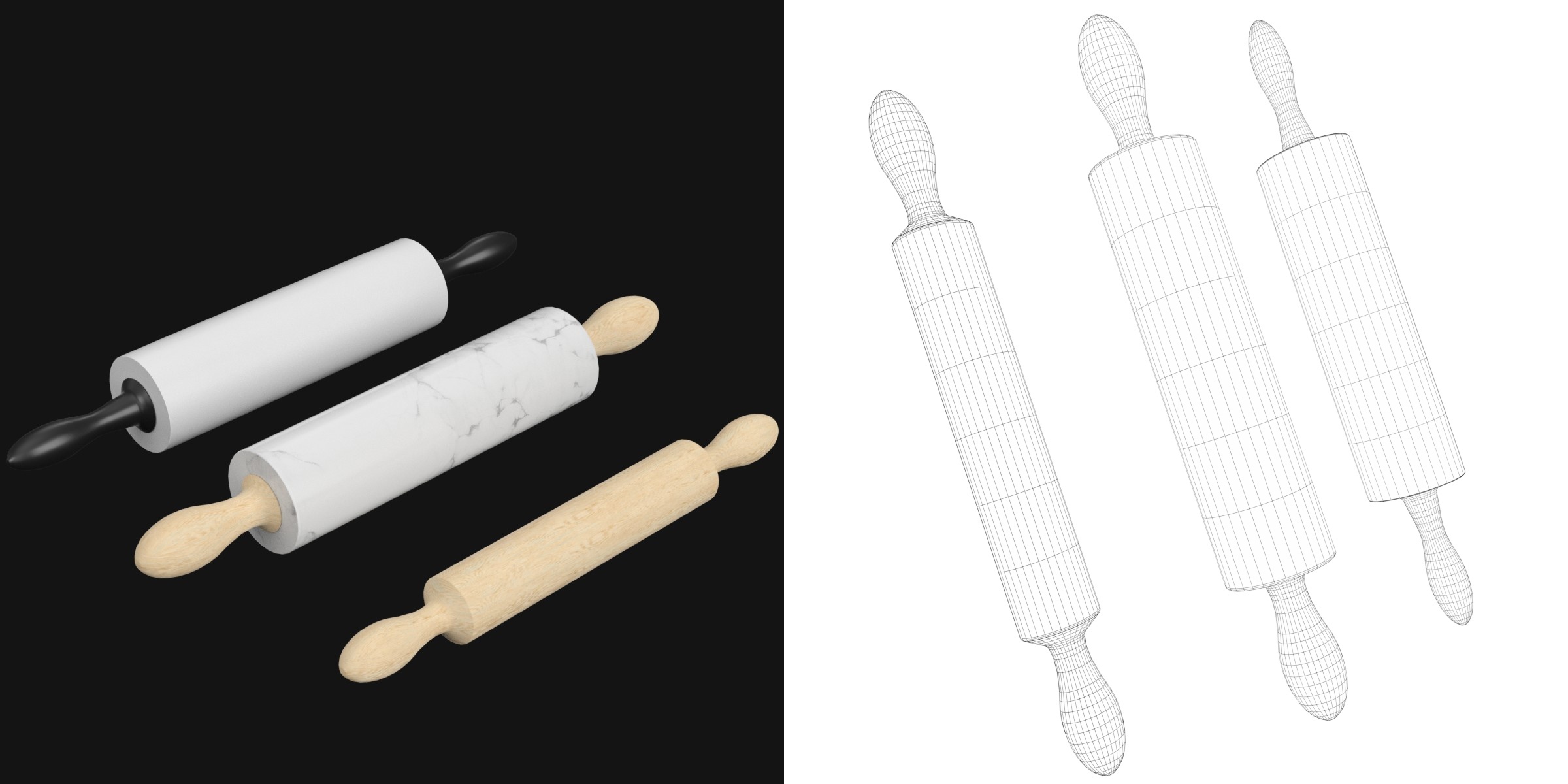 3D-Modell - Nudelhölzer