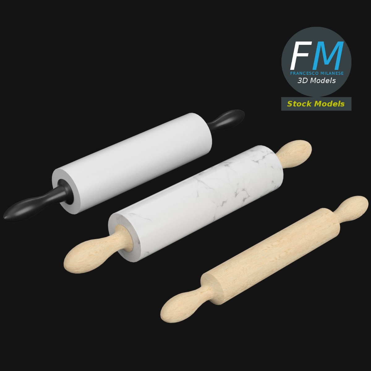 3D-Modell - Nudelhölzer - 01