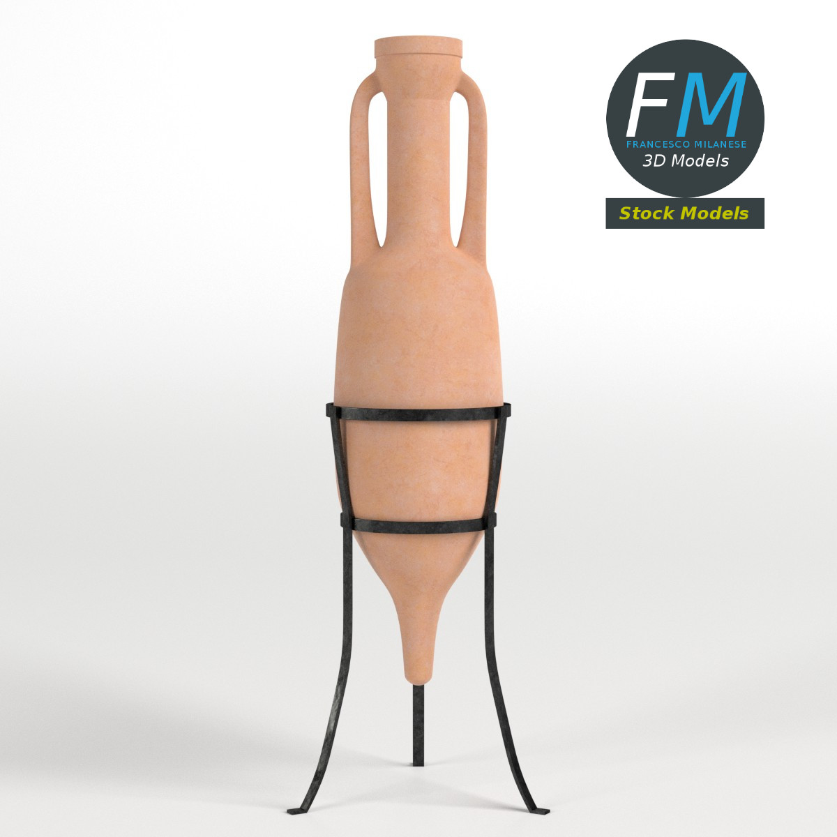 3D-Modell - Römische Amphore auf Ständer - 01