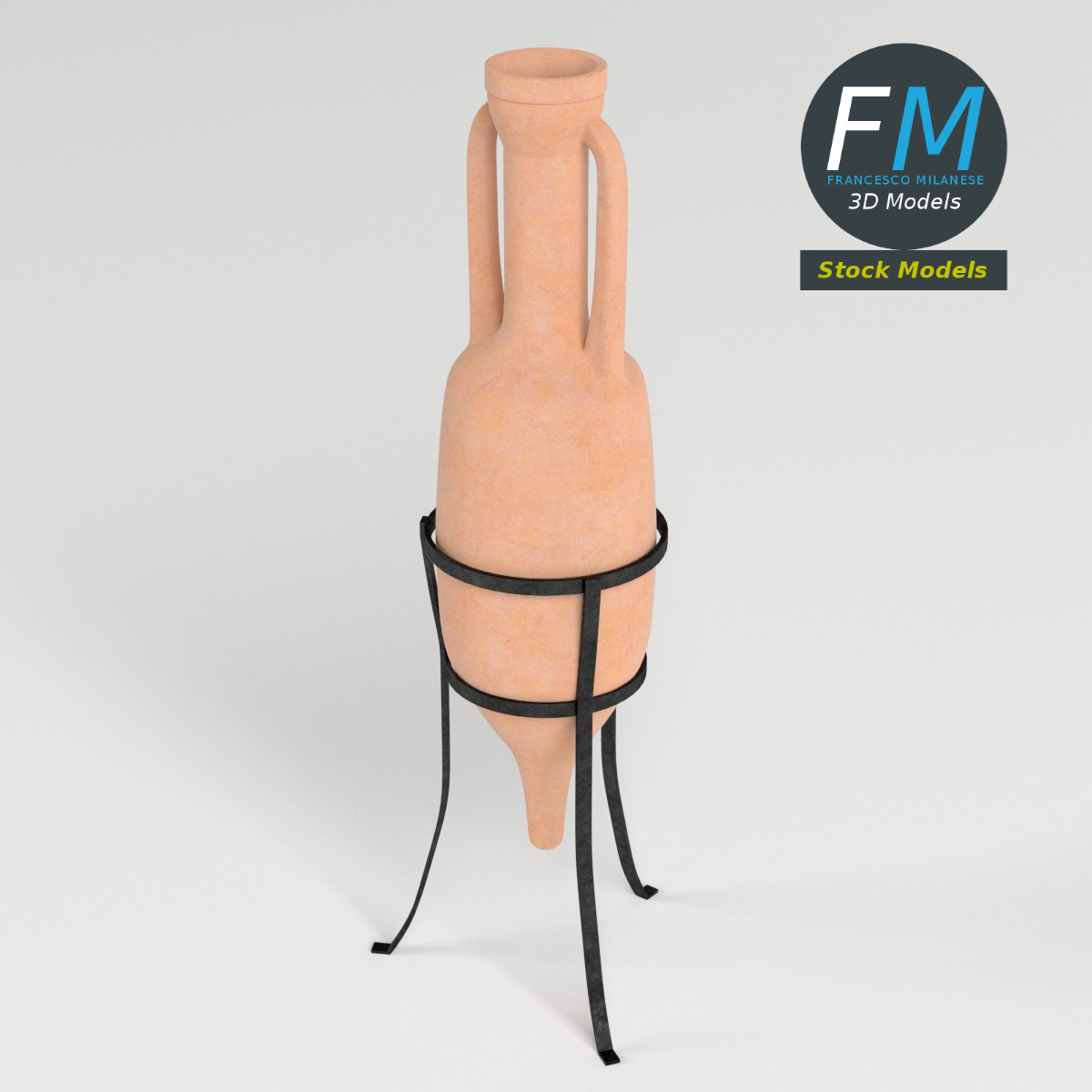 3D-Modell - Römische Amphore auf Ständer - 02