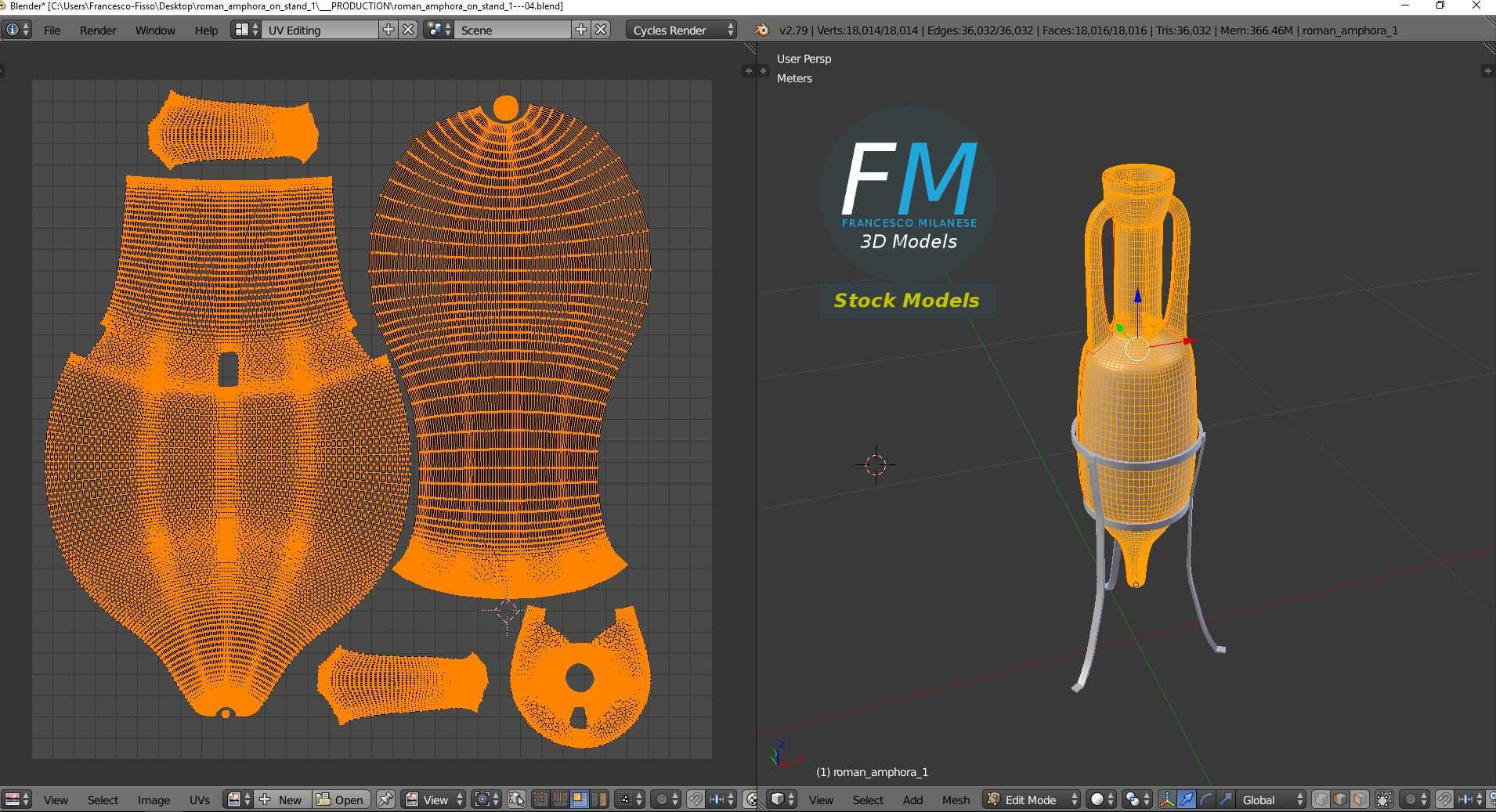 3D-Modell - Römische Amphore auf Ständer - 10