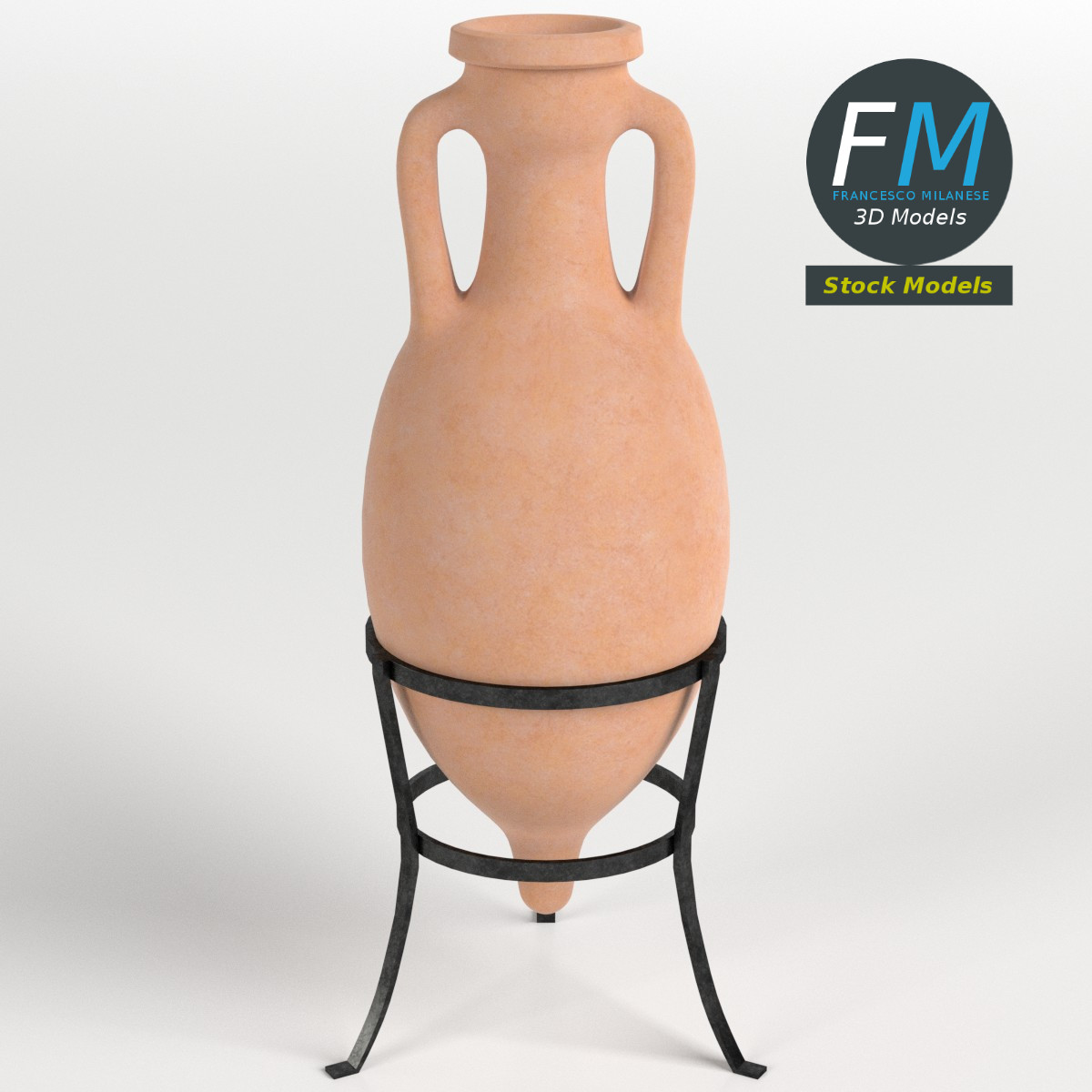 3D-Modell - Römische Amphore auf Ständer - 01