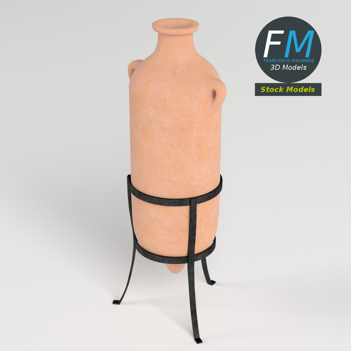 3D-Modell - Römische Amphore auf Ständer - 02