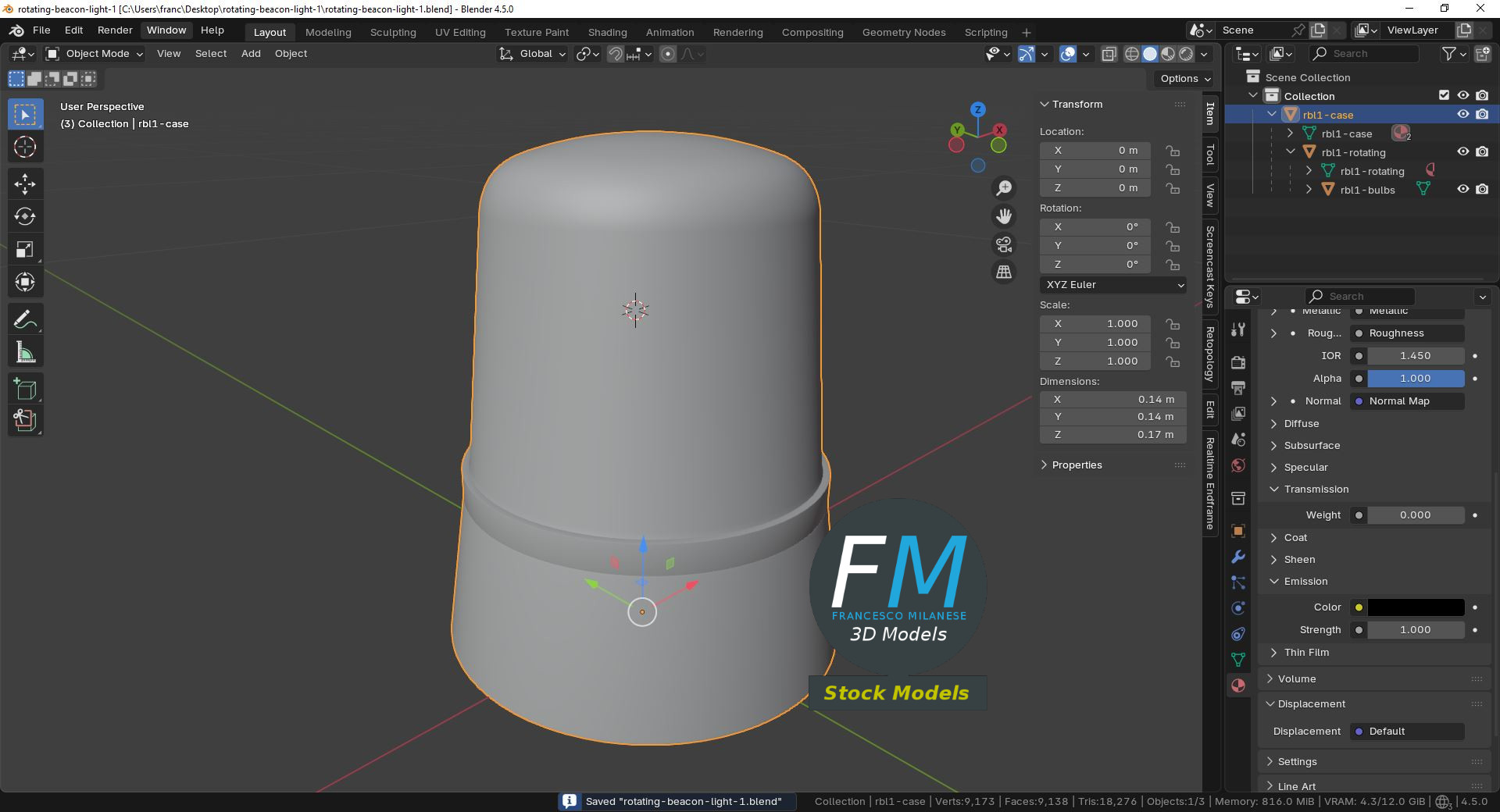 3D-Modell - Rotierende Warnleuchte - 09