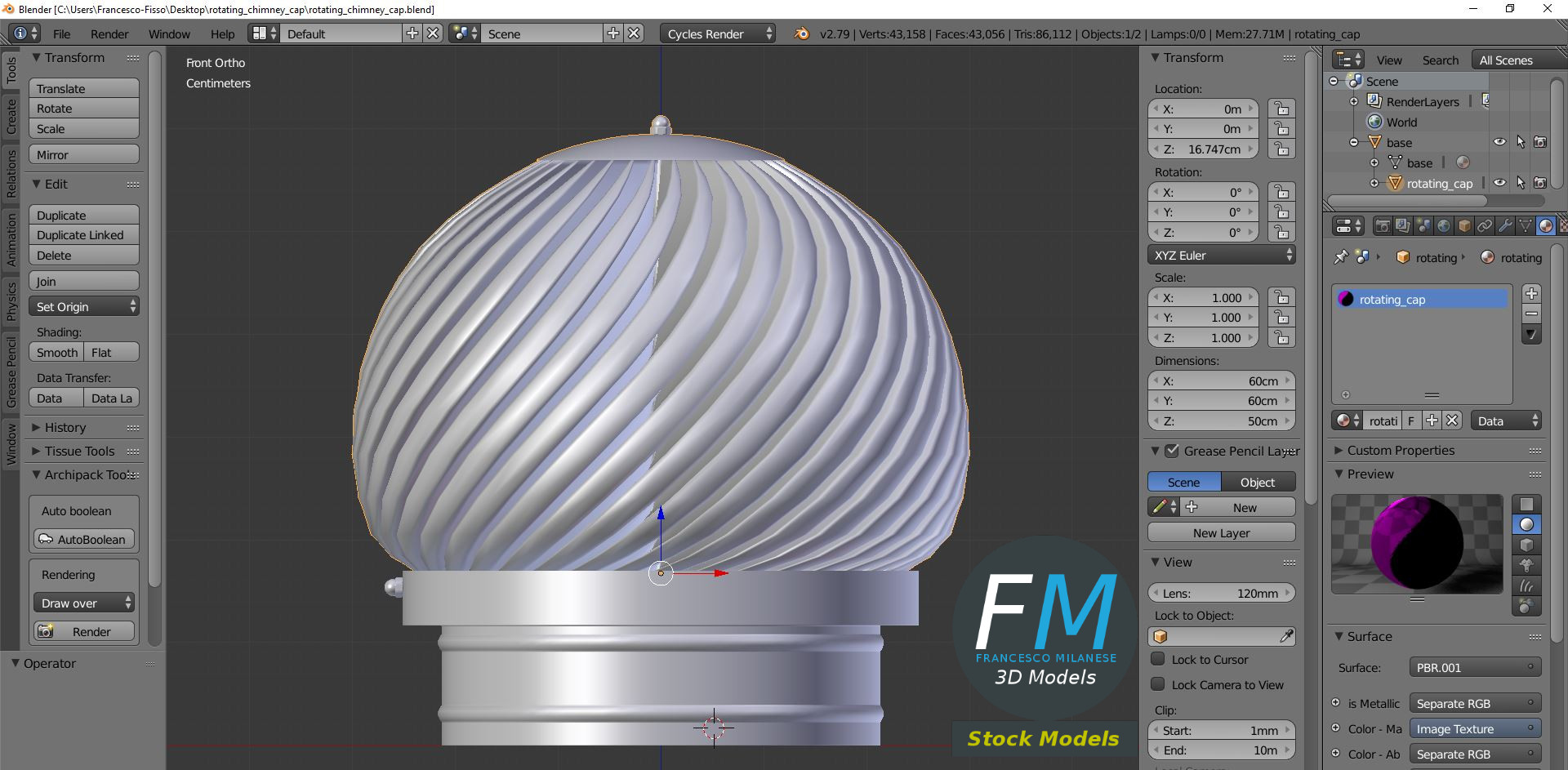 3D-Modell - Drehbarer Schornsteinaufsatz - 09