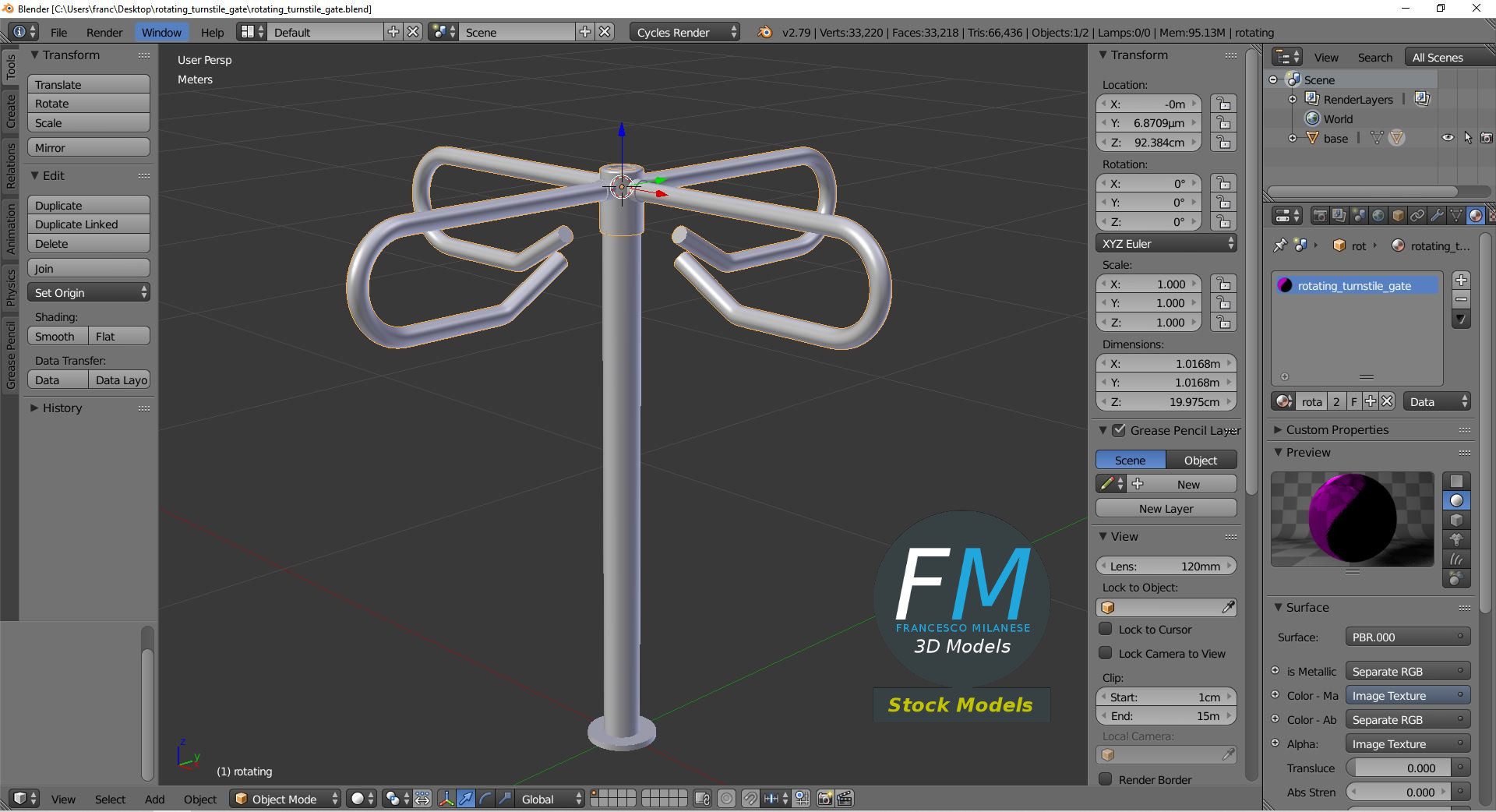 3D-Modell - Drehbares Drehkreuz - 09