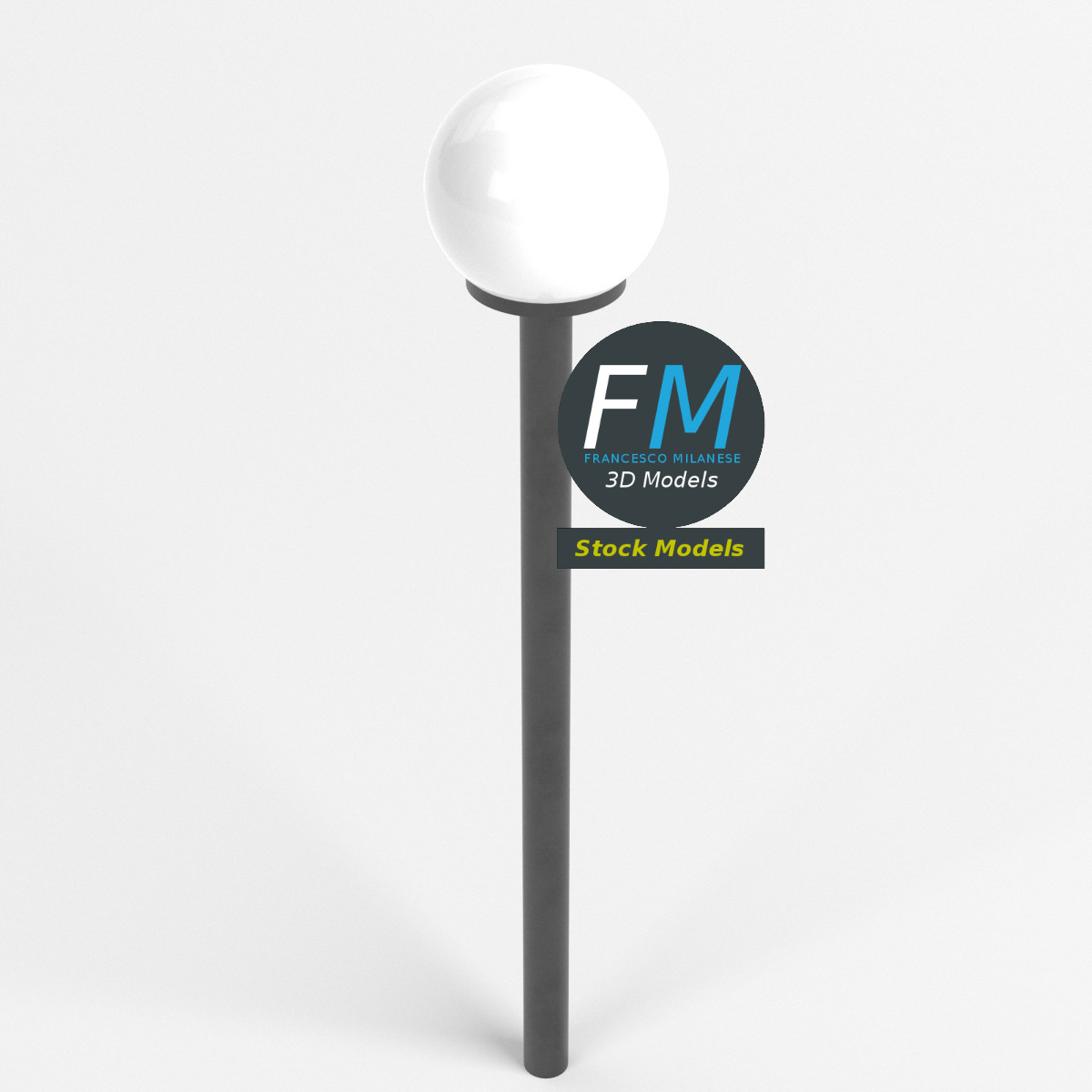 3D-Modell - Kugelförmige Gartenleuchte - 06