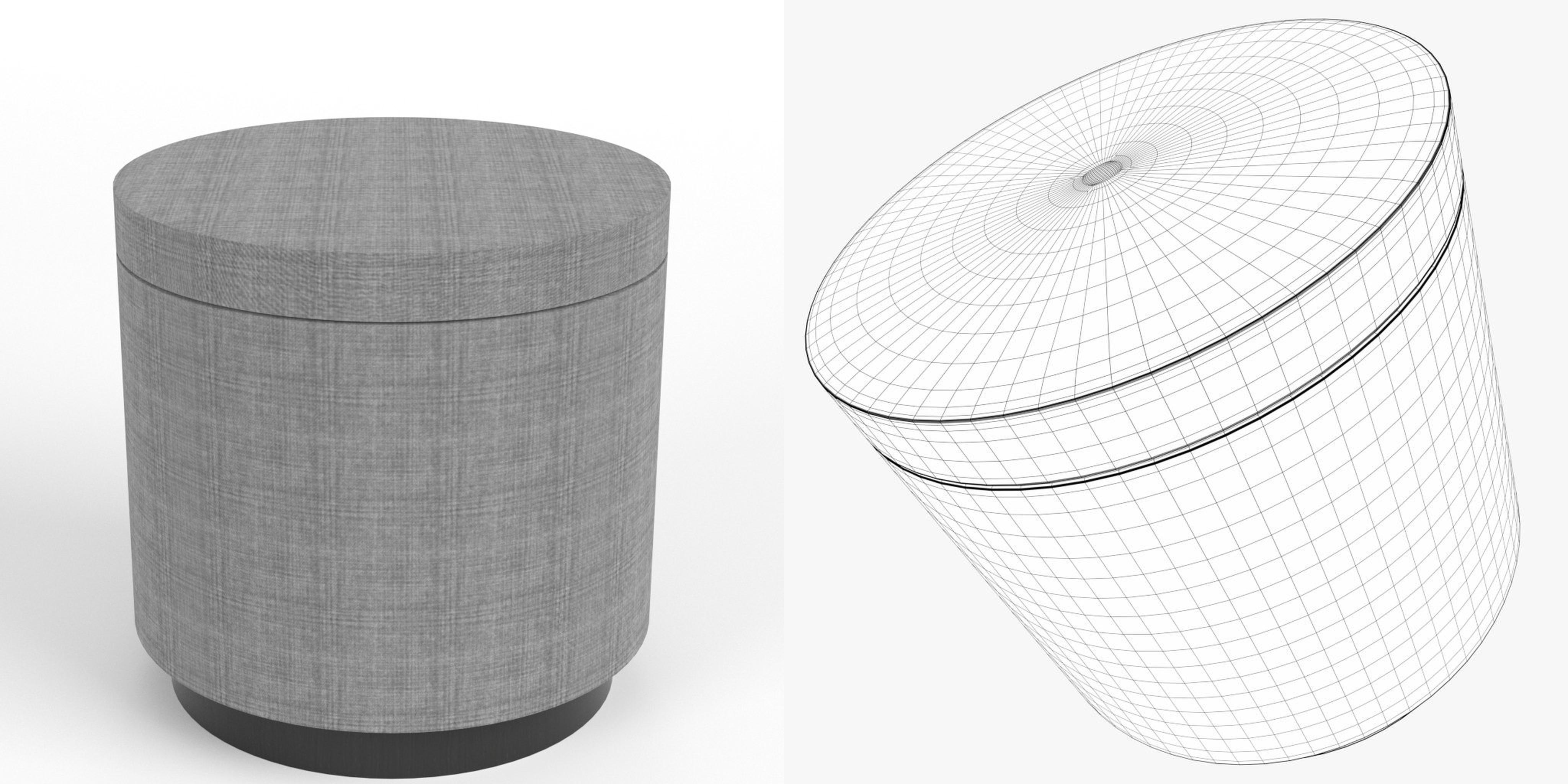 3D-Modell - Runder Fußhocker