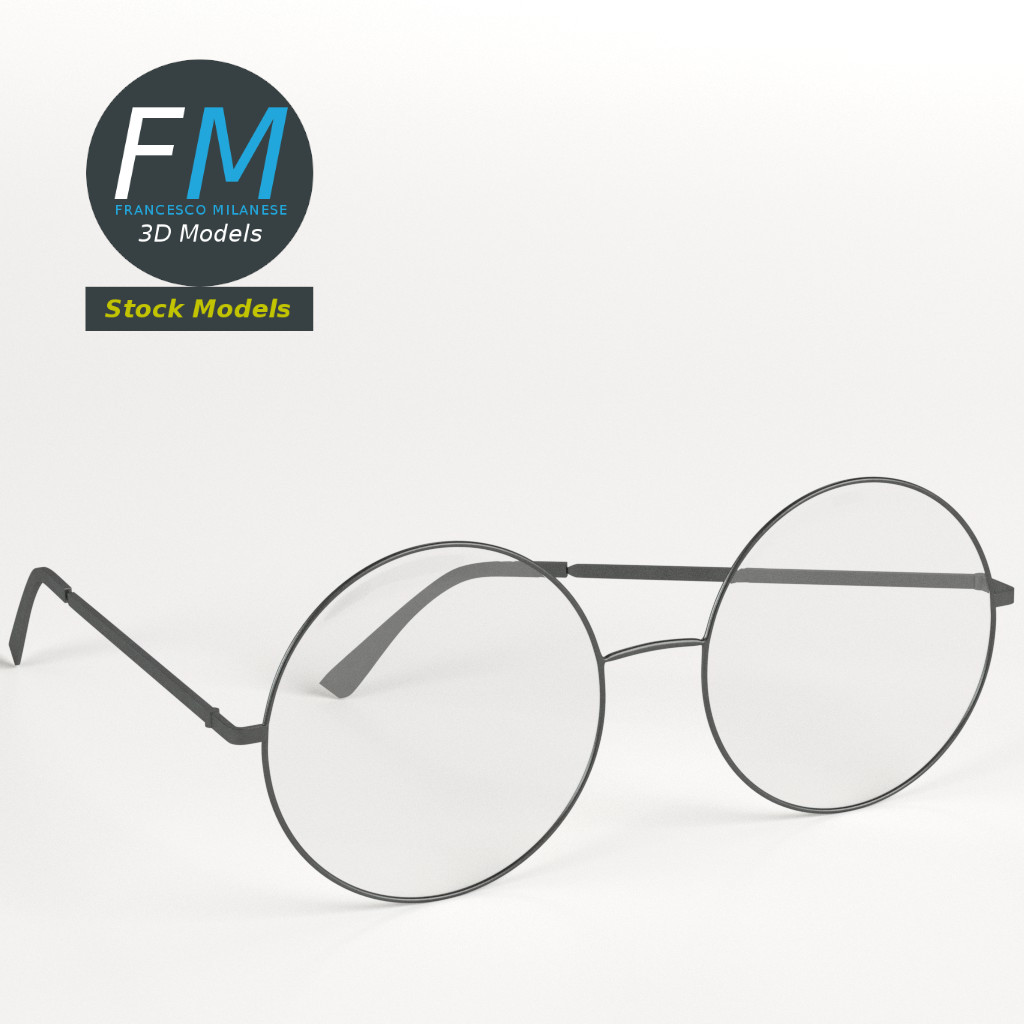 3D-Modell - Runde Brille - 01