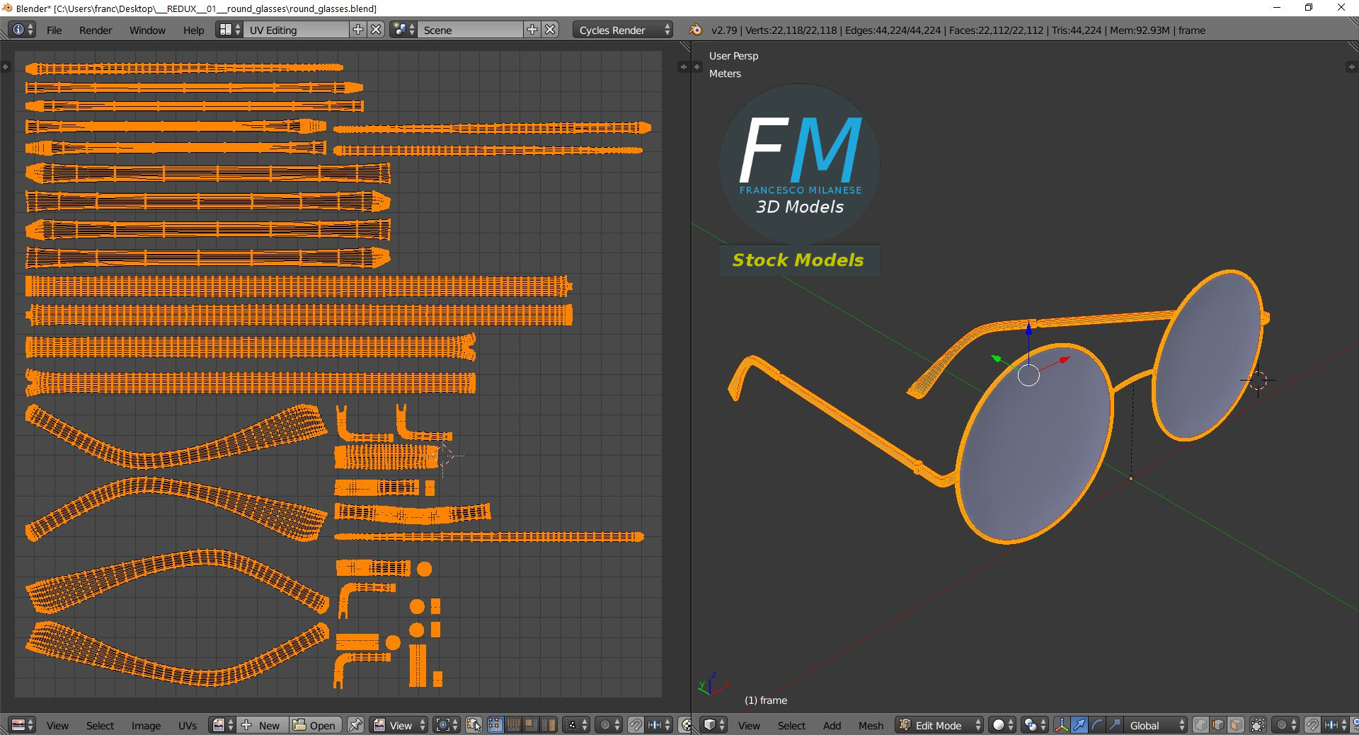 3D-Modell - Runde Brille - 10