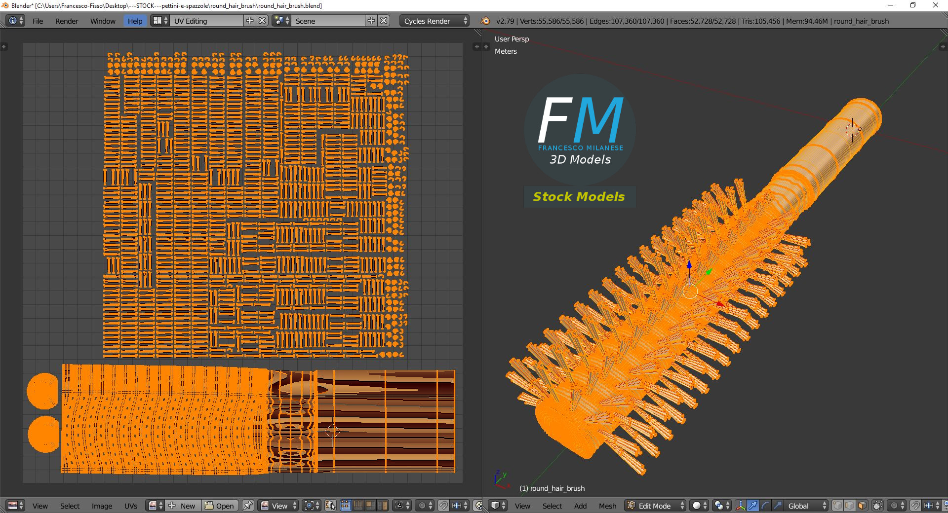 3D-Modell - Runde Haarbürste - 10