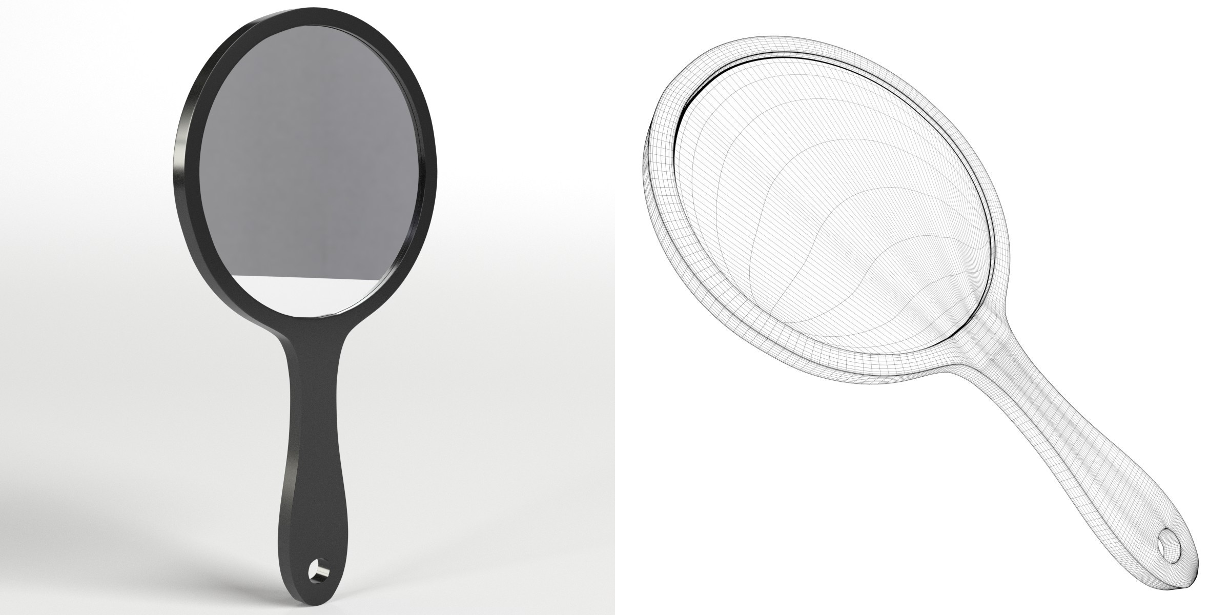 3D-Modell - Runder Handspiegel