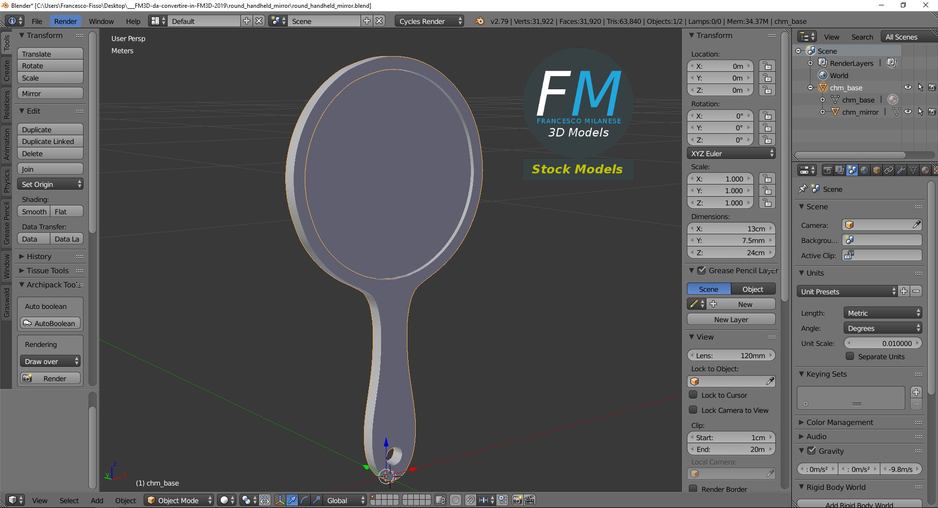 3D-Modell - Runder Handspiegel - 09
