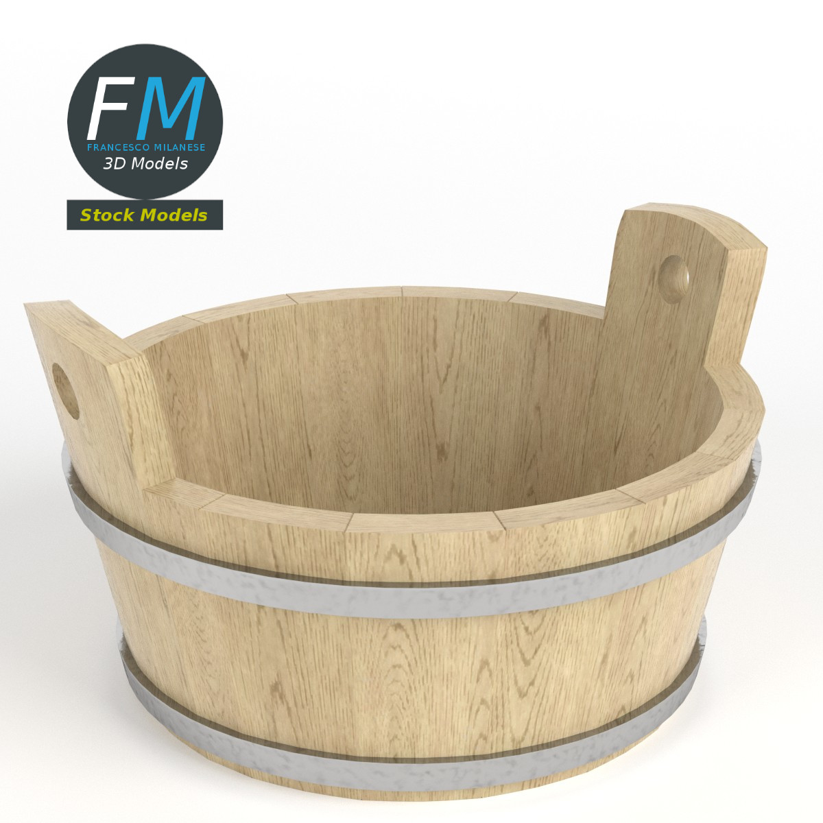 3D-Modell - Runder Knettrog aus Holz - 01