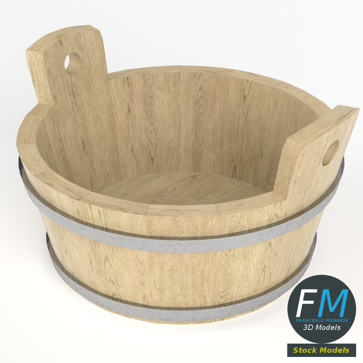 3D-Modell - Runder Knettrog aus Holz - 02