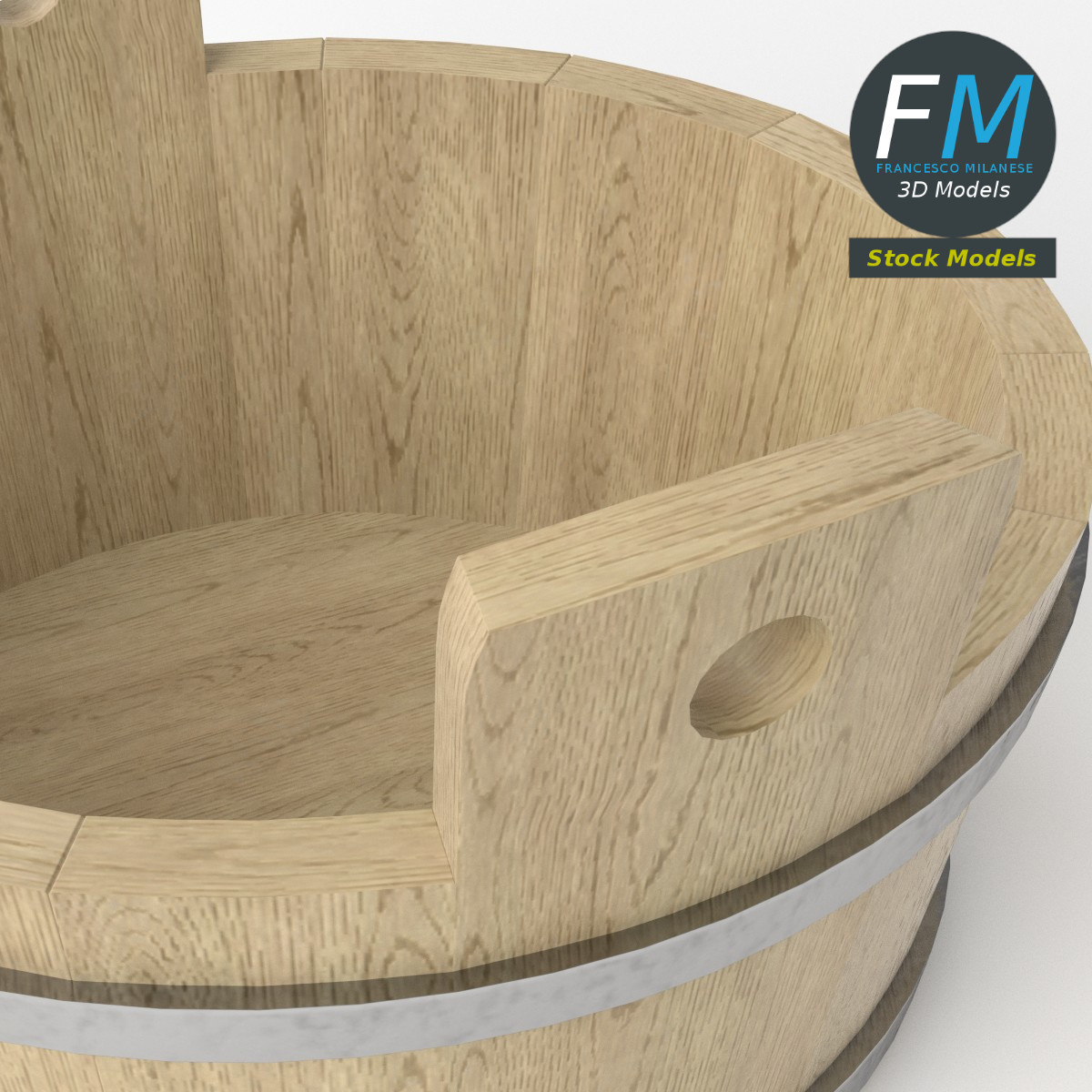 3D-Modell - Runder Knettrog aus Holz - 05