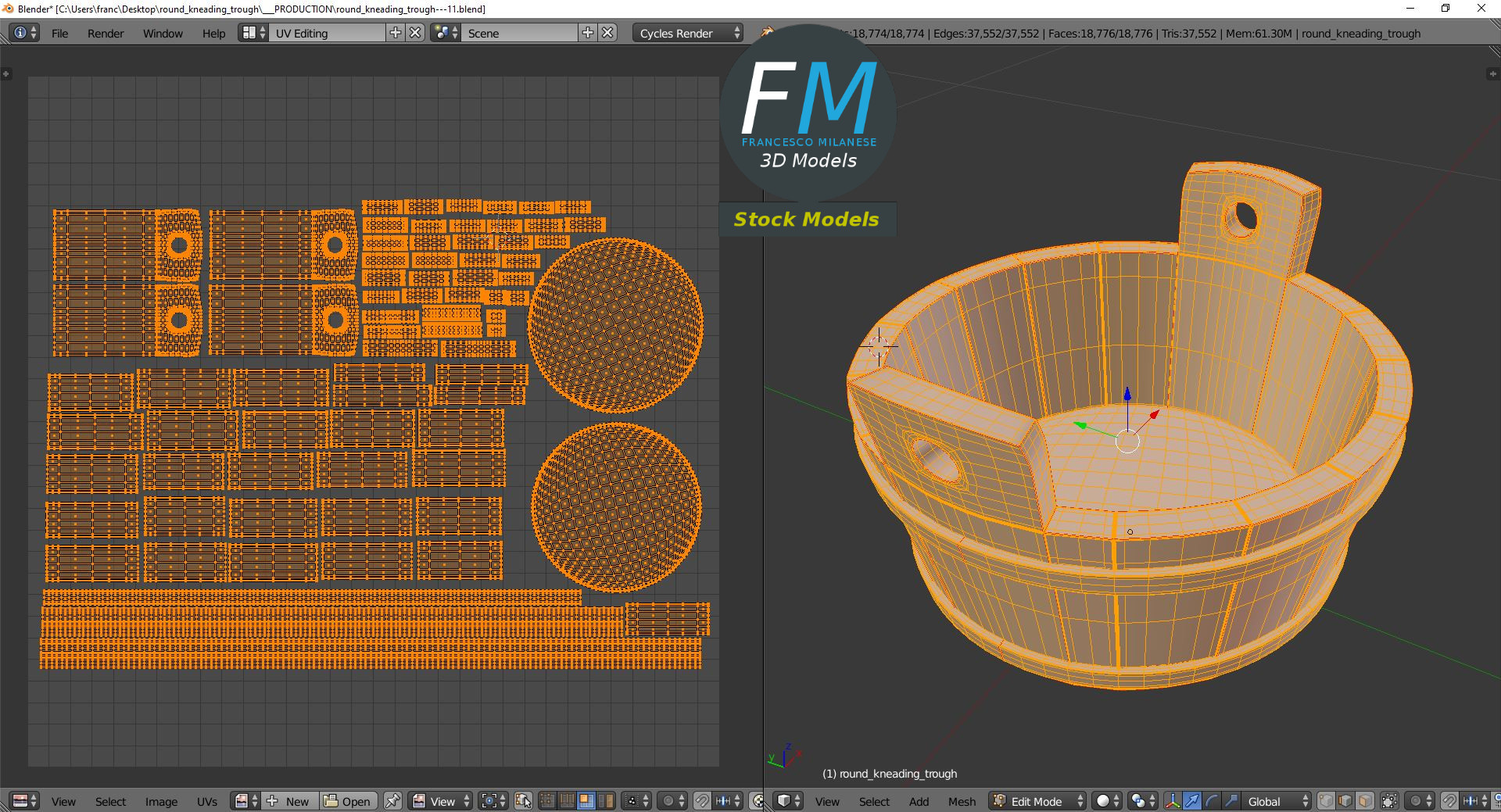 3D-Modell - Runder Knettrog aus Holz - 10