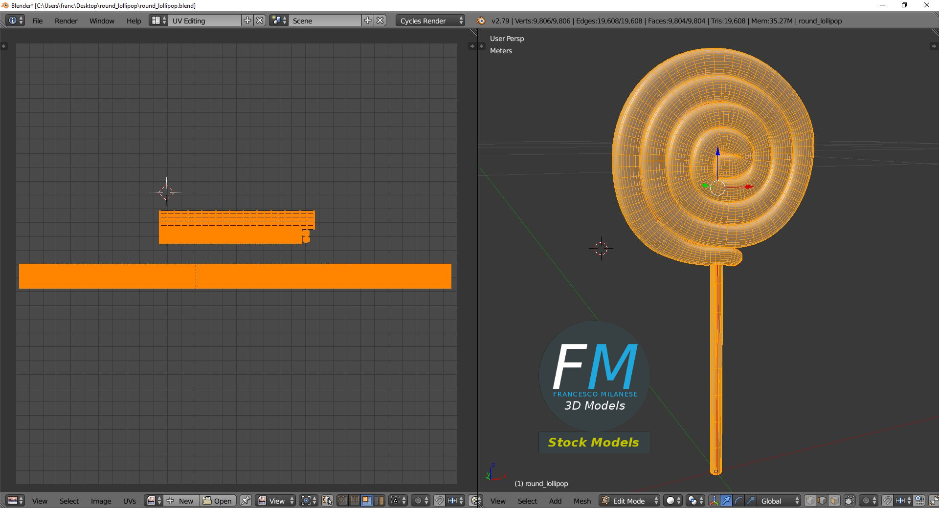 3D-Modell - Runder Spiral-Lutscher - 10