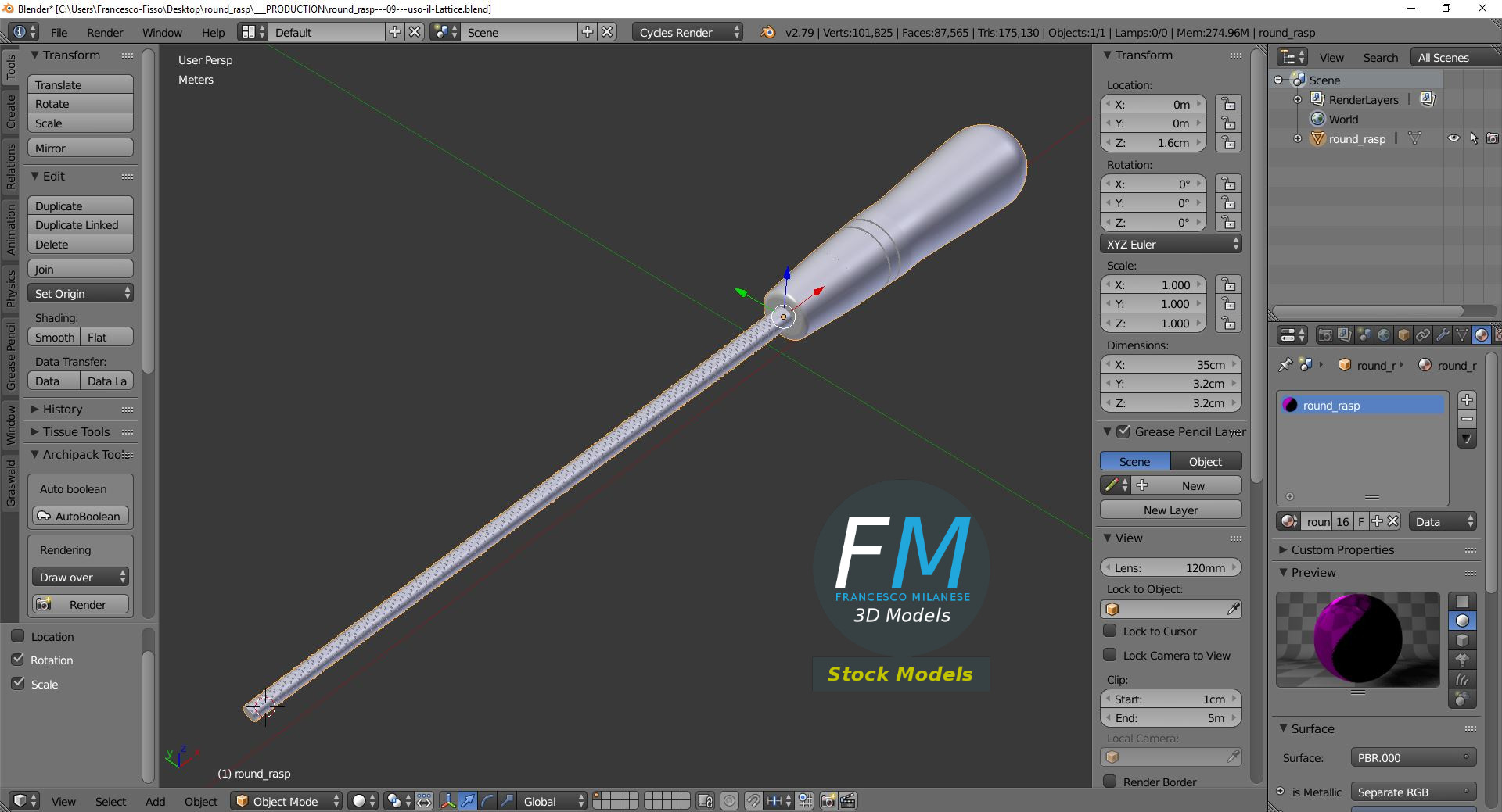 3D-Modell - Runde Raspel - 09