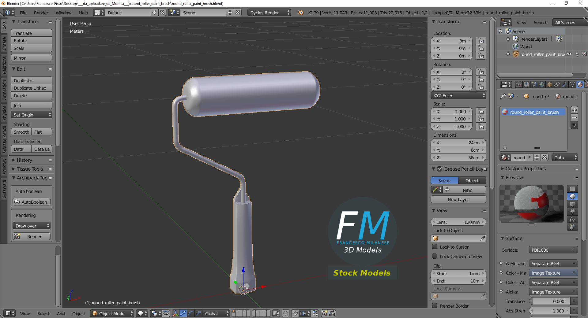3D-Modell - Runde Farbrolle - 09