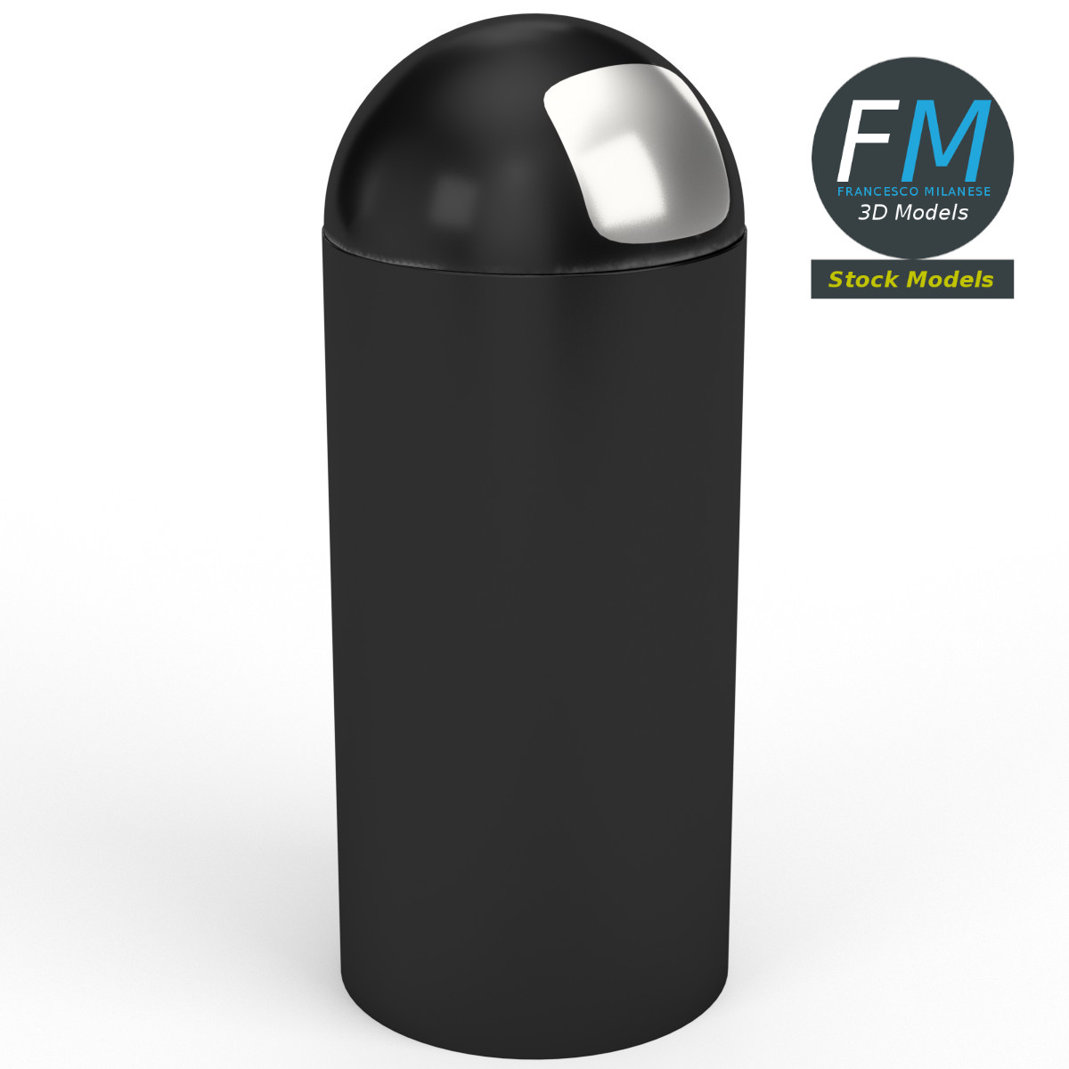 3D-Modell - Abfalleimer mit Rundem Oberteil - 01