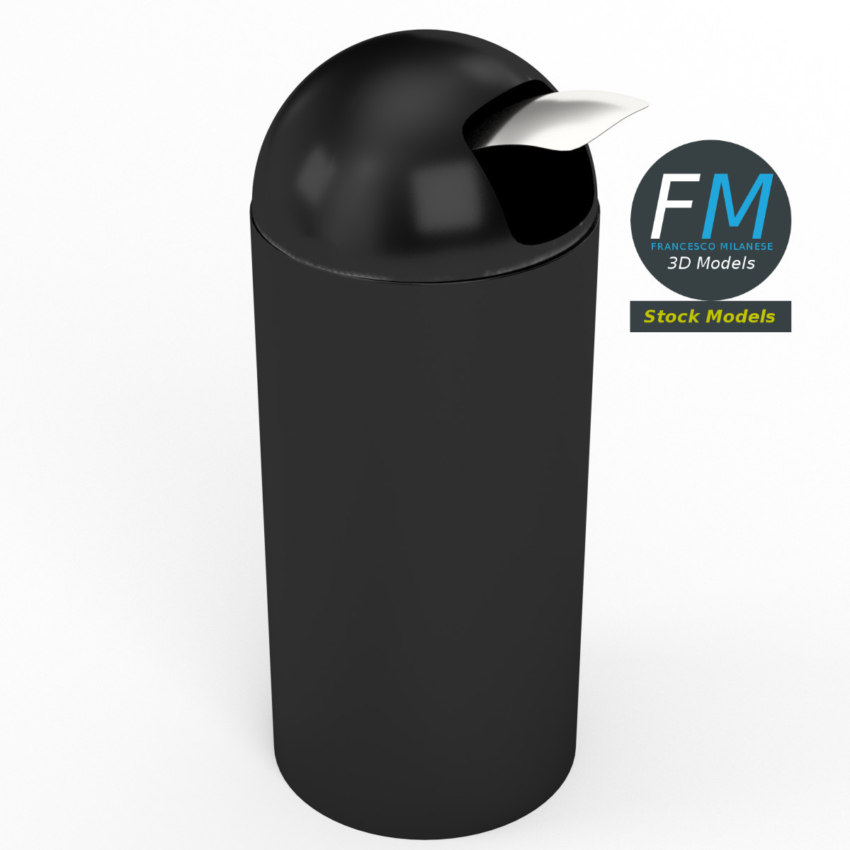 3D-Modell - Abfalleimer mit Rundem Oberteil - 02