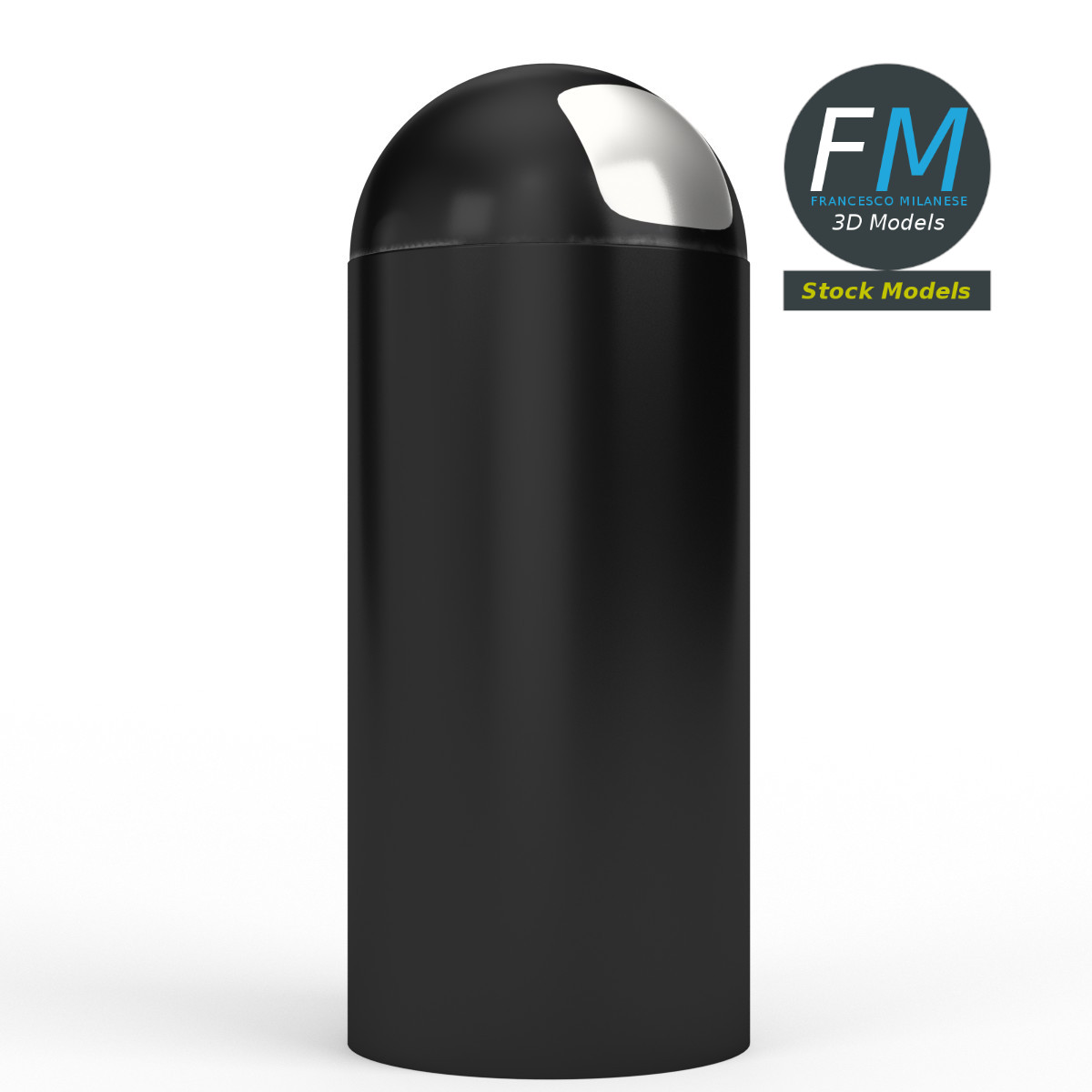 3D-Modell - Abfalleimer mit Rundem Oberteil - 03