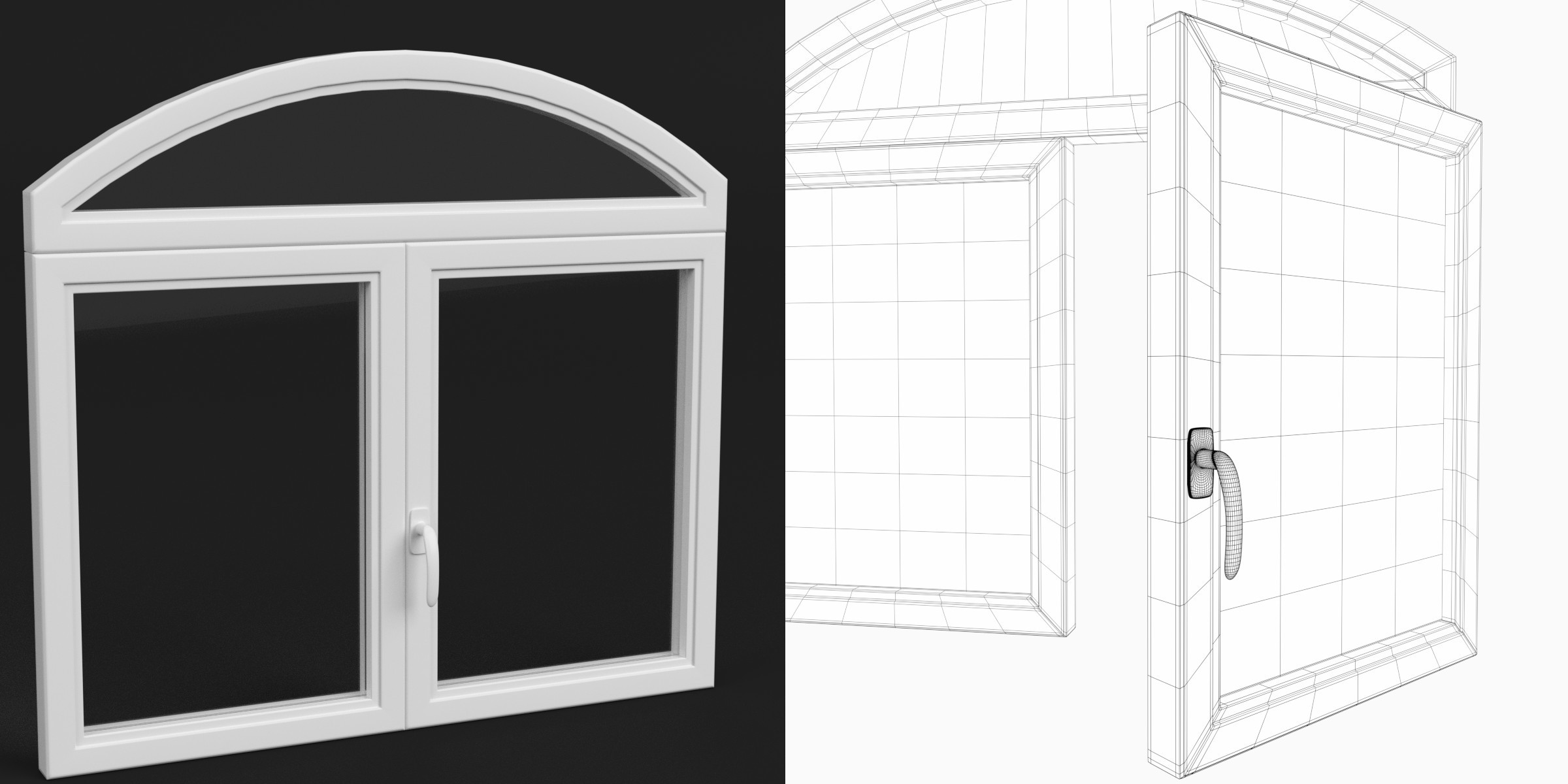 3D-Modell - Fenster mit Rundbogenoberlicht