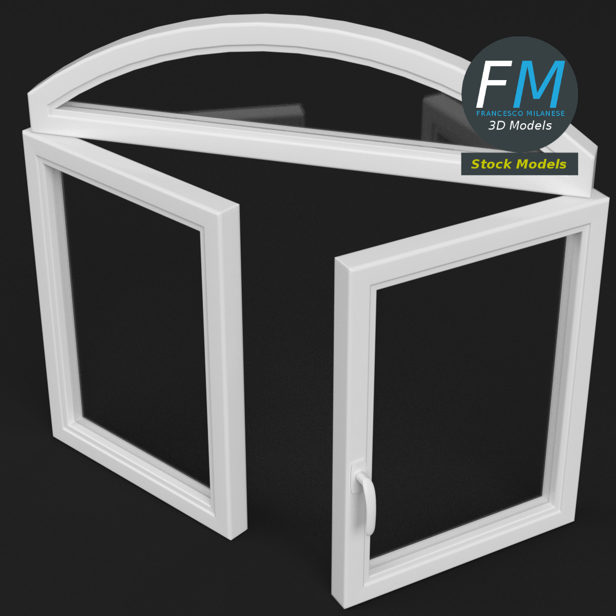 3D-Modell - Fenster mit Rundbogenoberlicht - 02