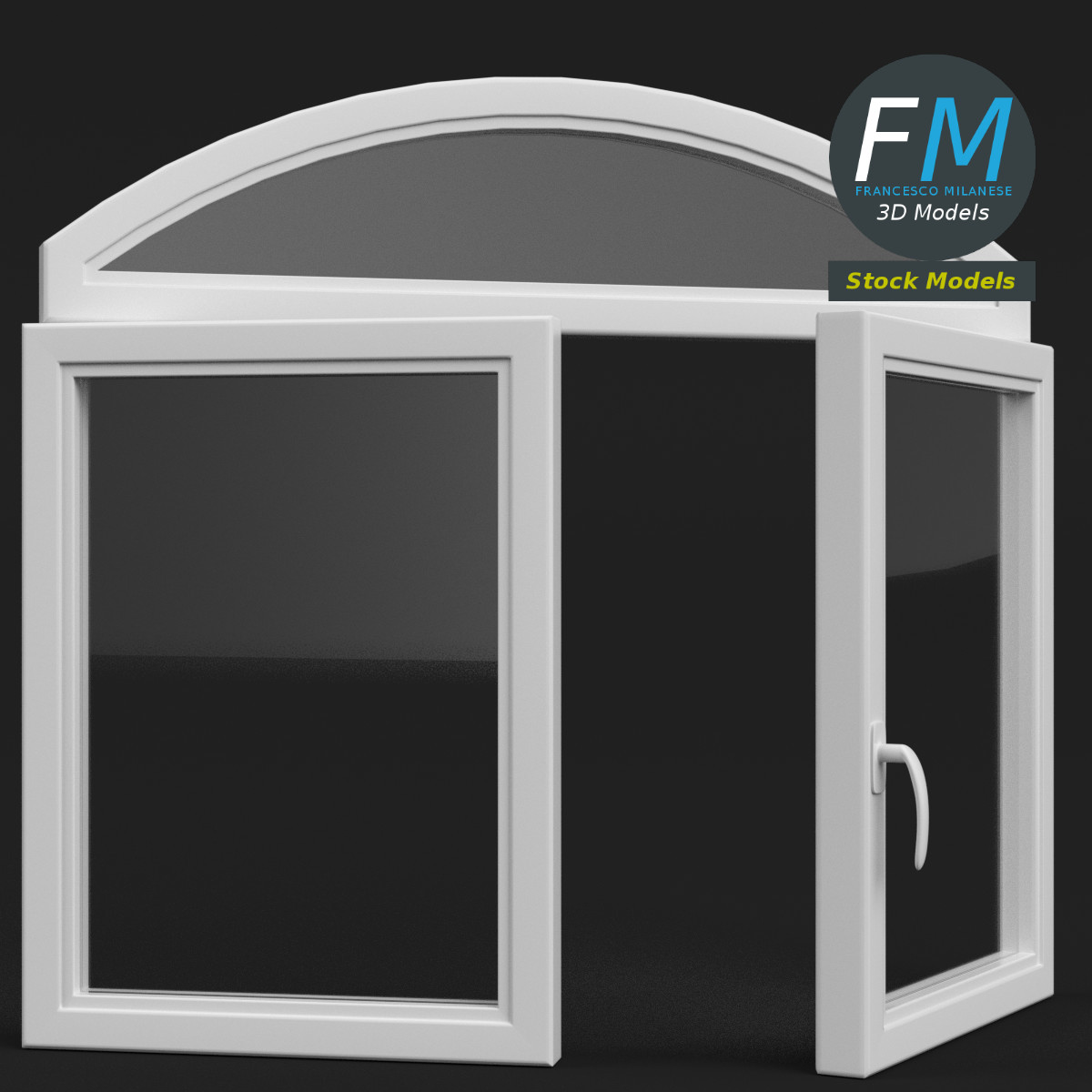 3D-Modell - Fenster mit Rundbogenoberlicht - 04