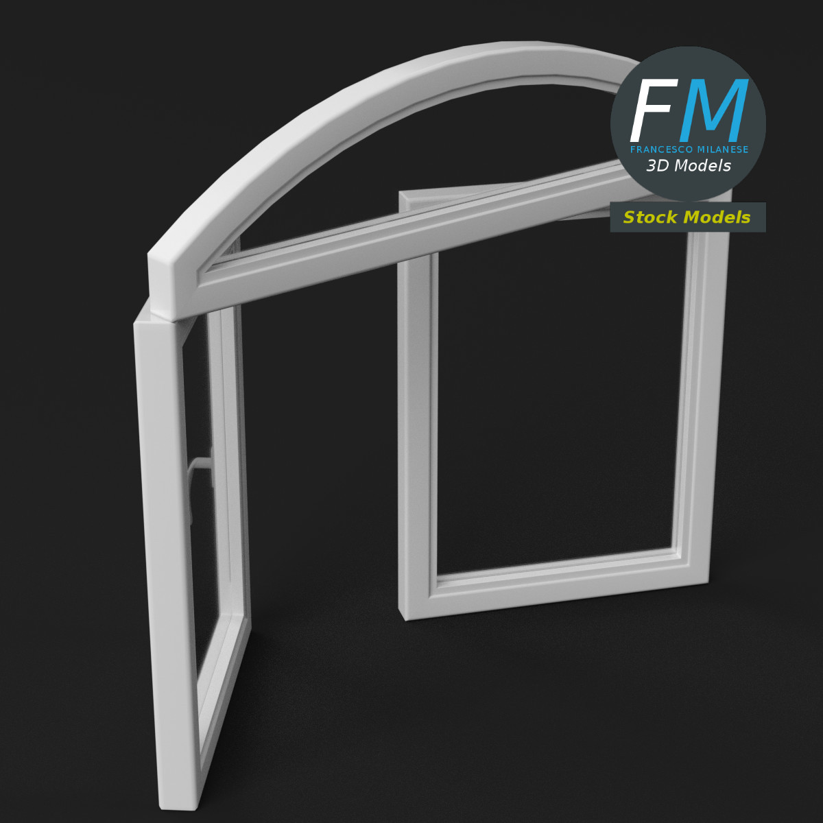 3D-Modell - Fenster mit Rundbogenoberlicht - 05