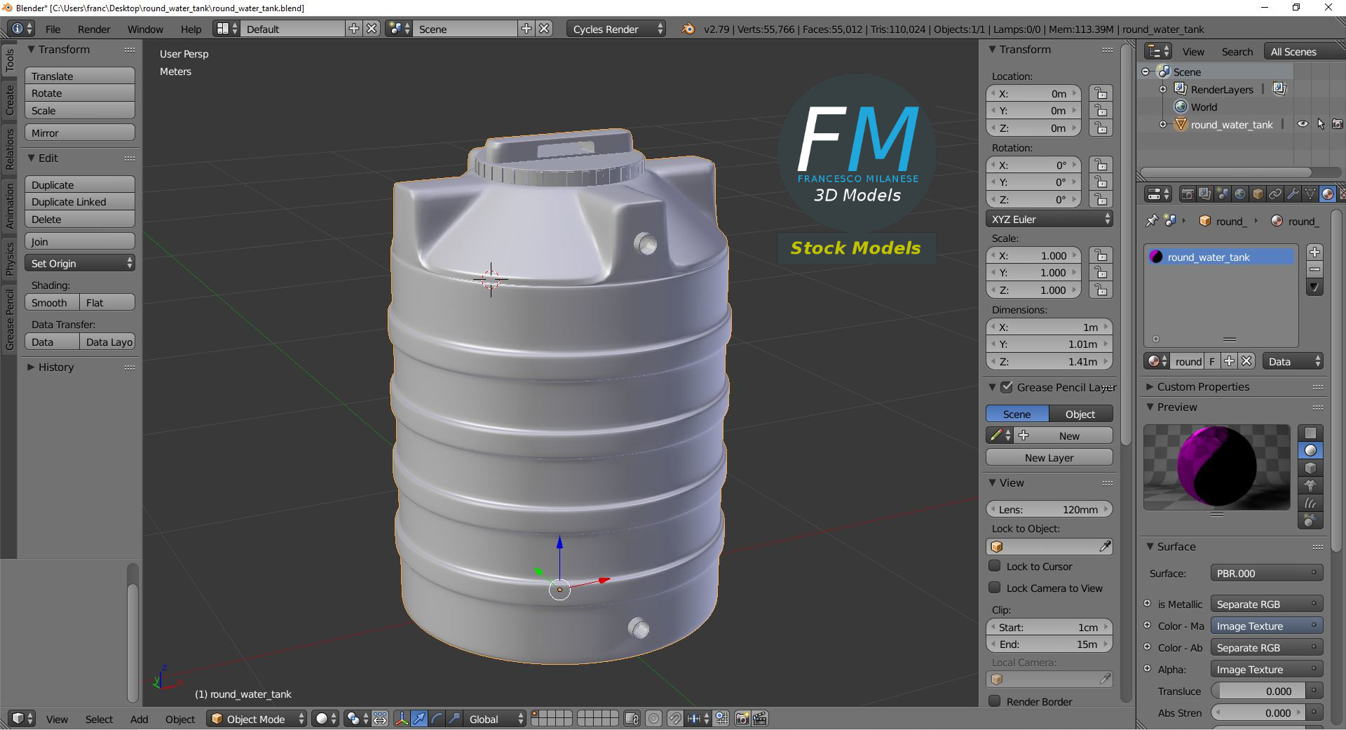 3D-Modell - Runder Wassertank - 09