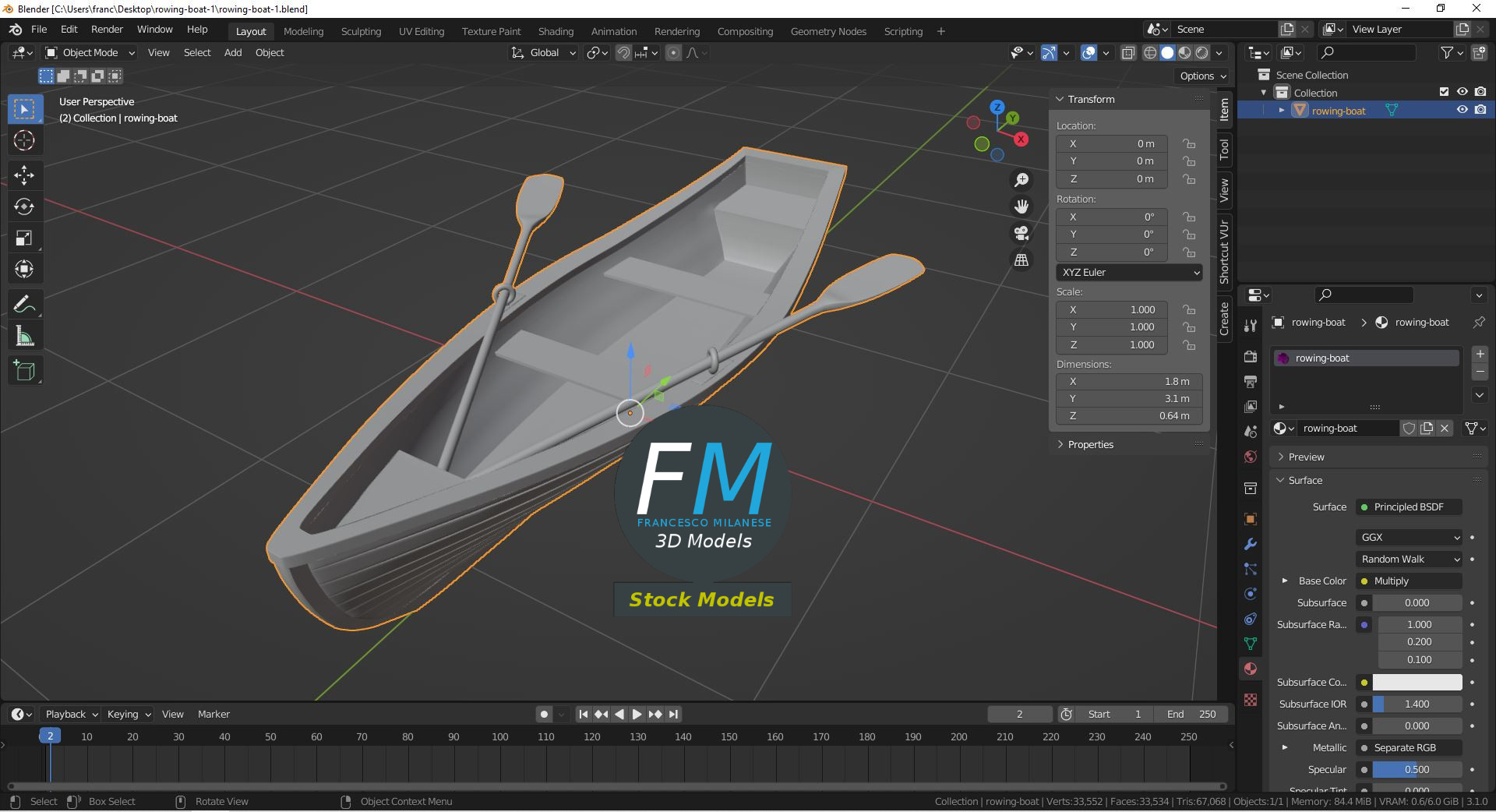 3D-Modell - Ruderboot - 09