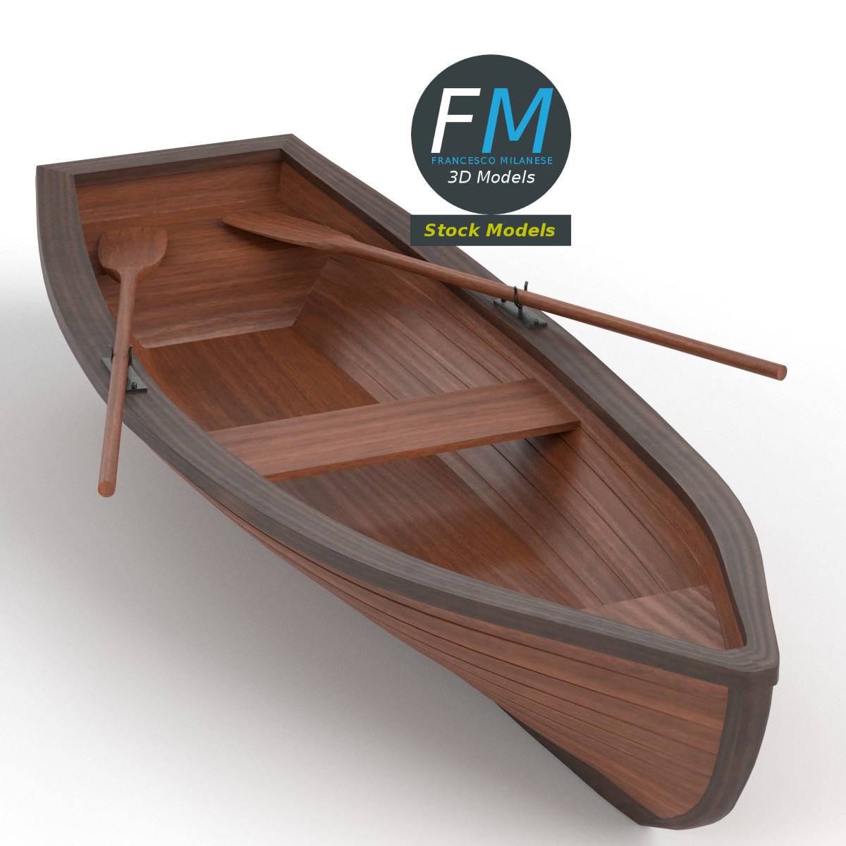 3D-Modell - Hölzernes Ruderboot - 01