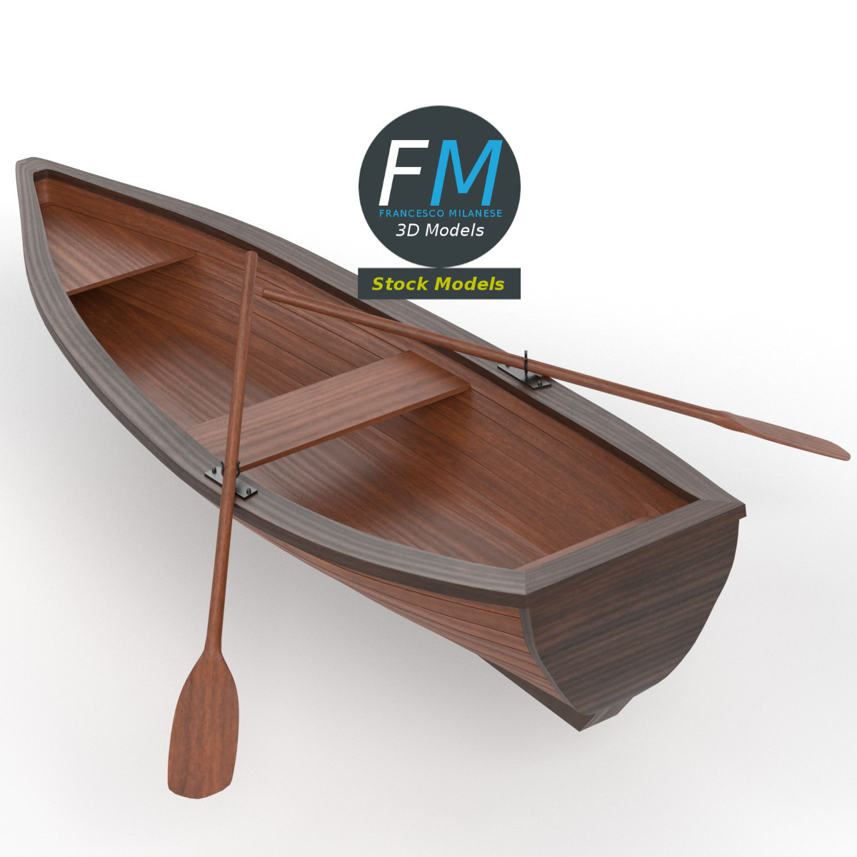 3D-Modell - Hölzernes Ruderboot - 02