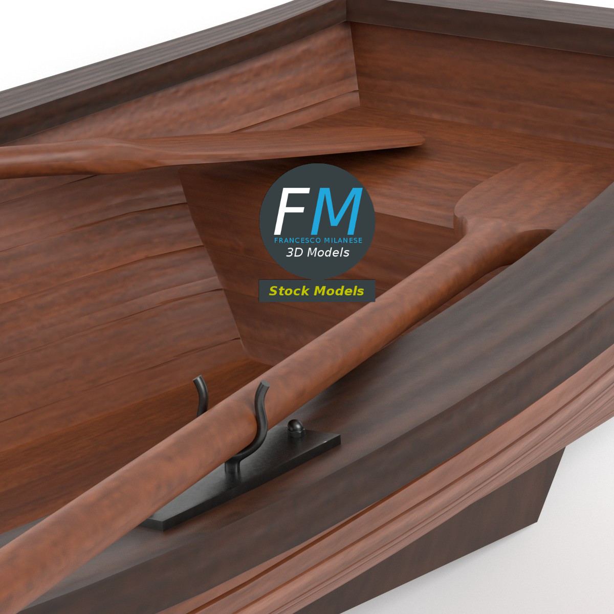 3D-Modell - Hölzernes Ruderboot - 03