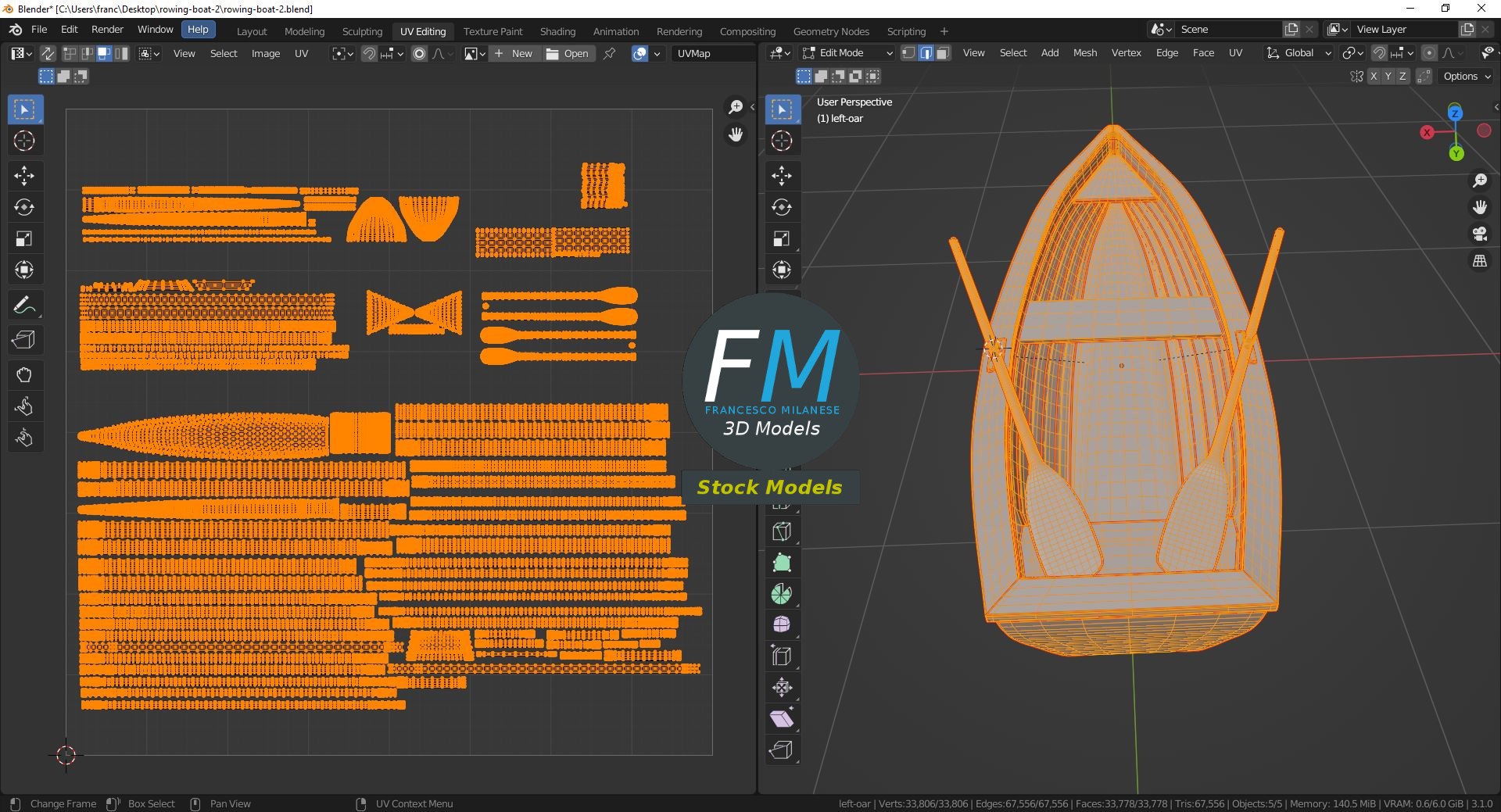 3D-Modell - Hölzernes Ruderboot - 10