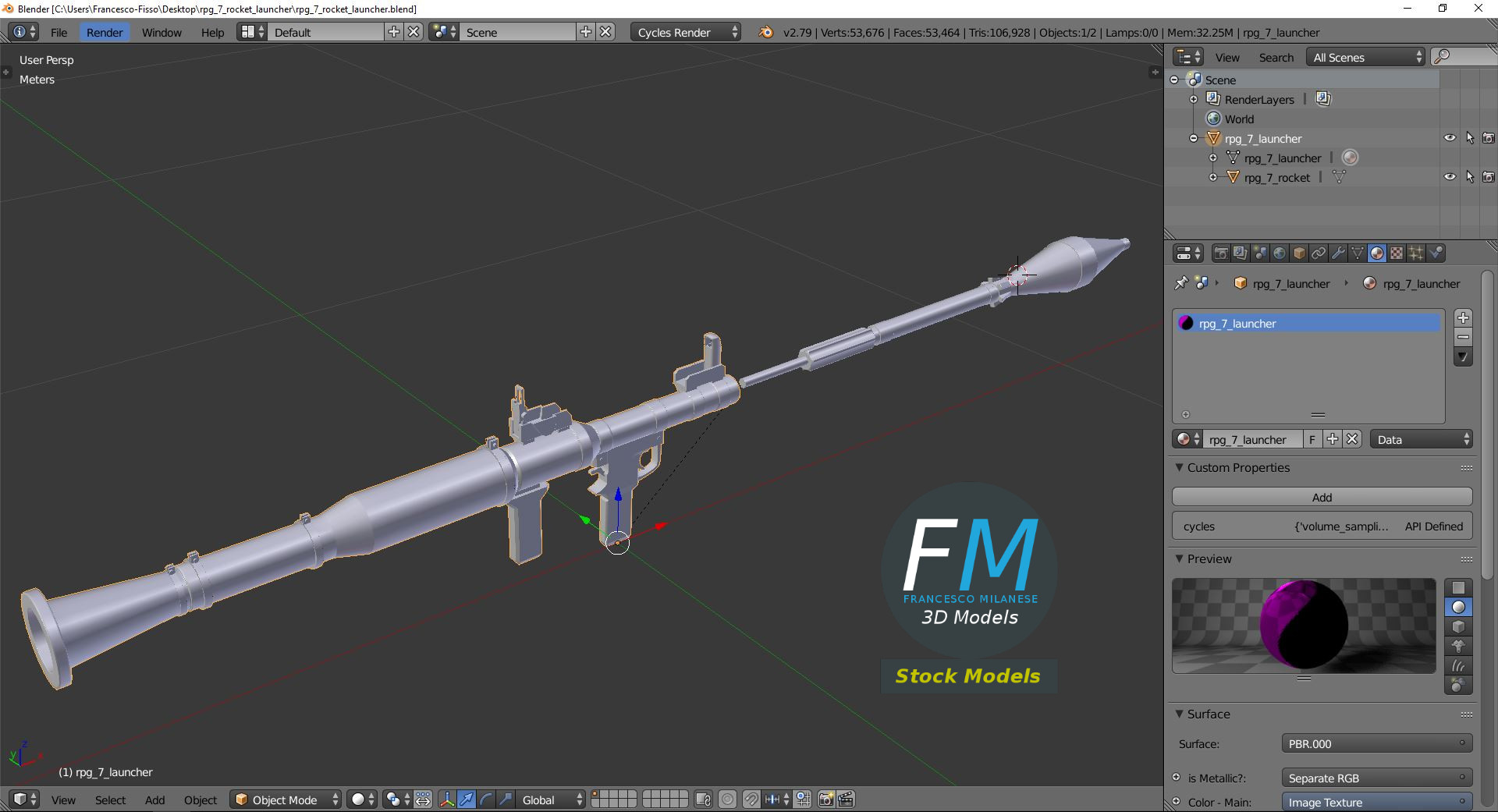 3D-Modell - Raketenwerfer mit Rakete - 09