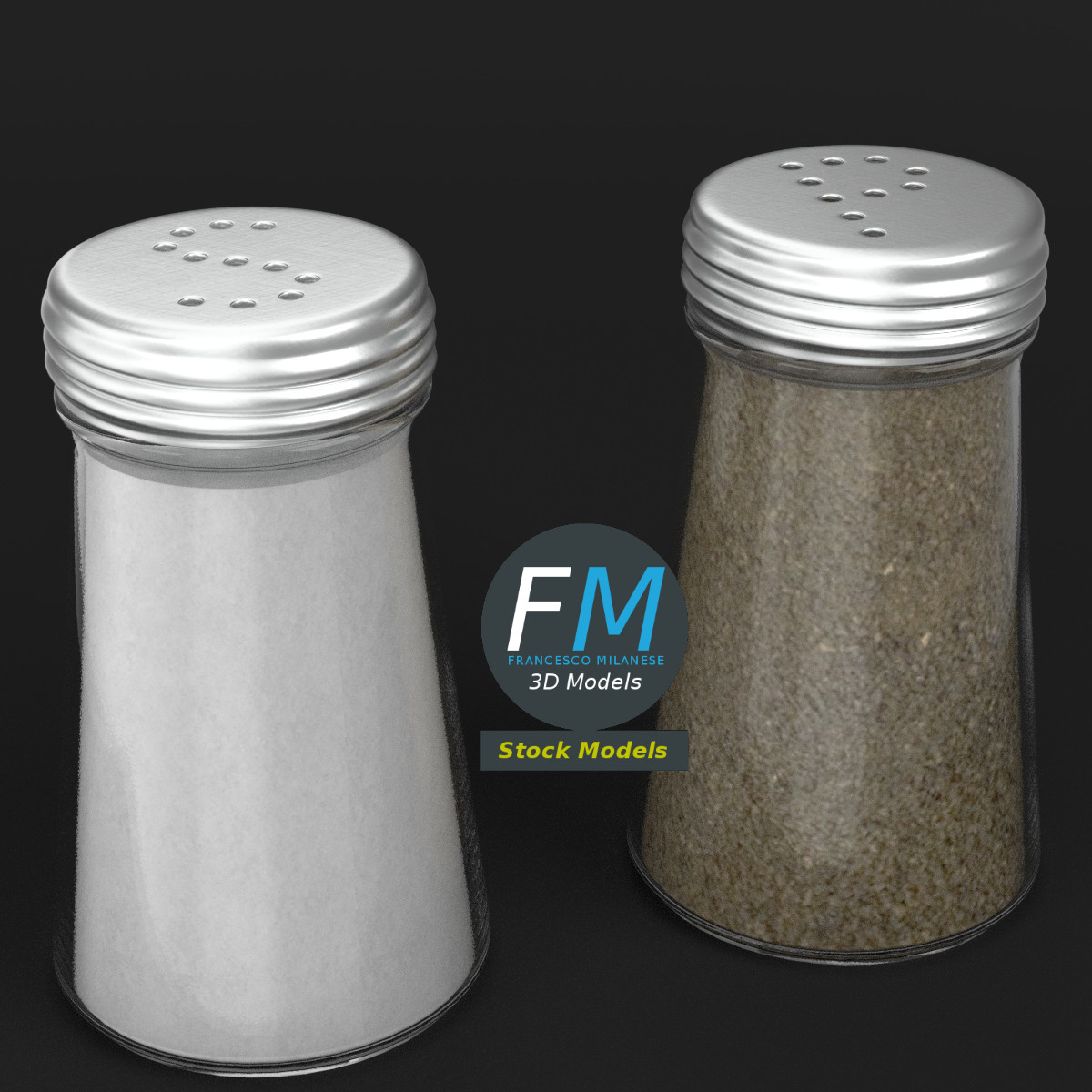 3D-Modell - Salz- und Pfefferstreuer aus Glas - 01