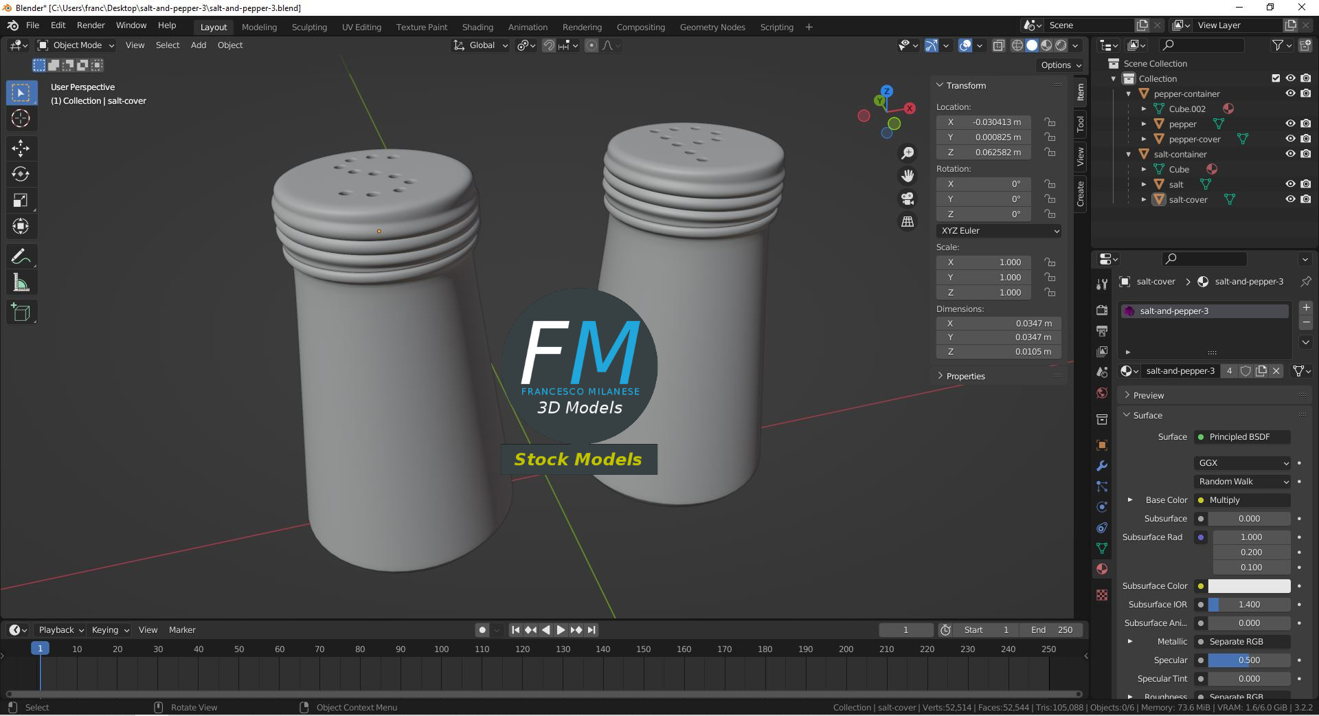 3D-Modell - Salz- und Pfefferstreuer aus Glas - 09