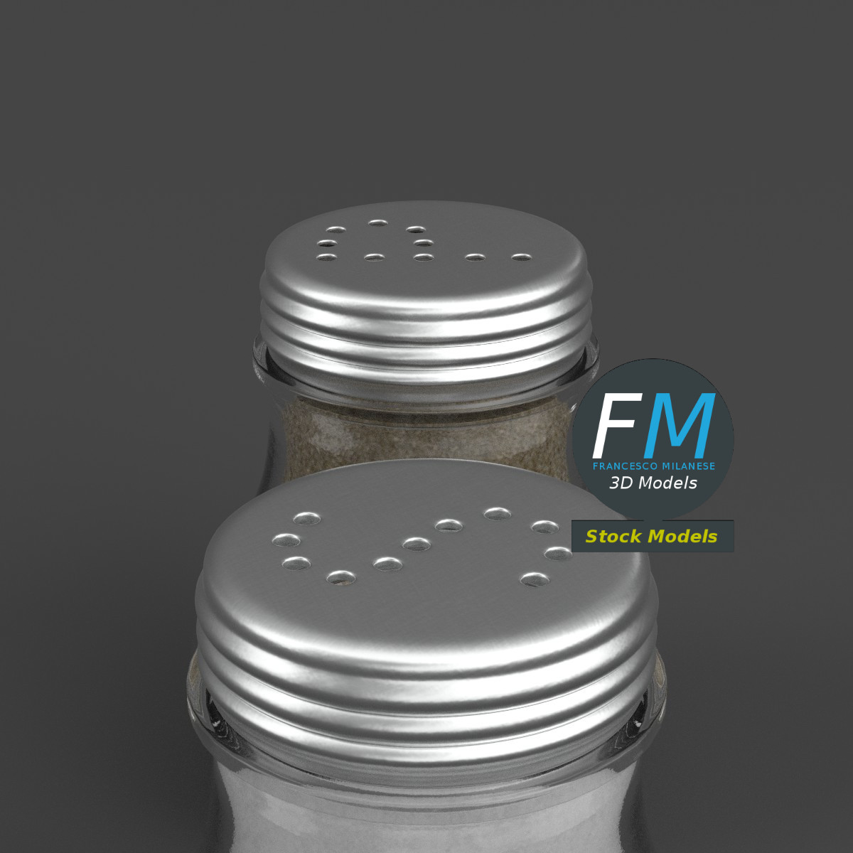 3D-Modell - Runde Salz- und Pfefferstreuer aus Glas - 04