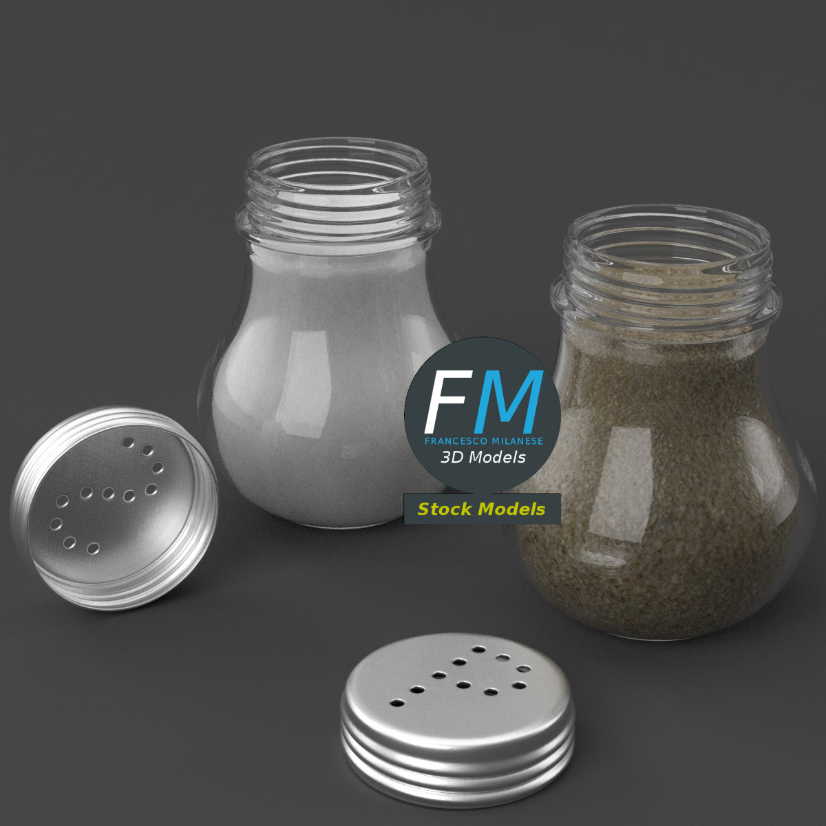 3D-Modell - Runde Salz- und Pfefferstreuer aus Glas - 05