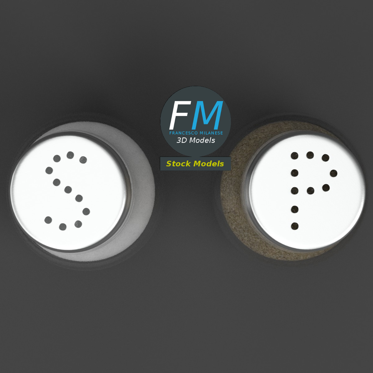 3D-Modell - Runde Salz- und Pfefferstreuer aus Glas - 06