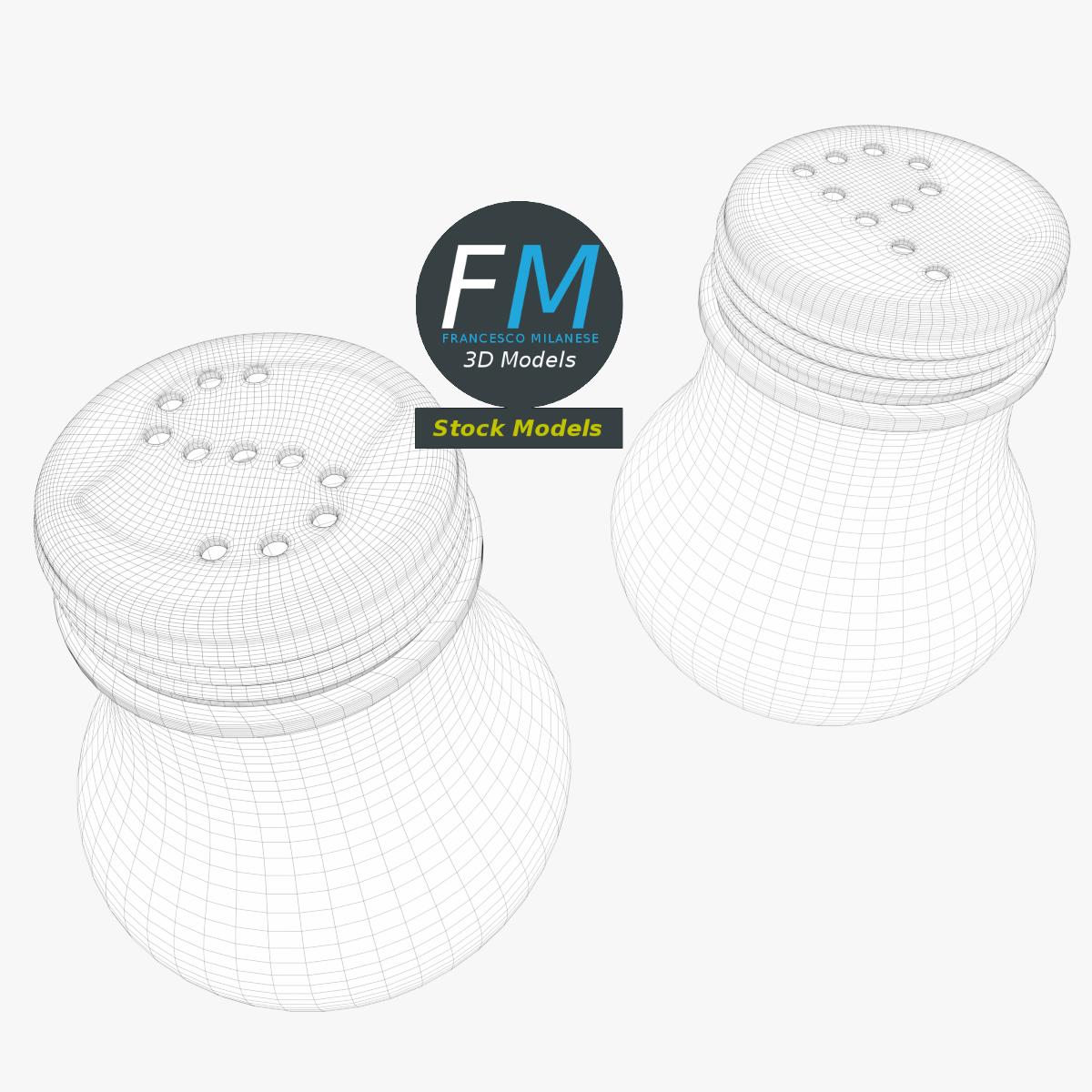 3D-Modell - Runde Salz- und Pfefferstreuer aus Glas - 07