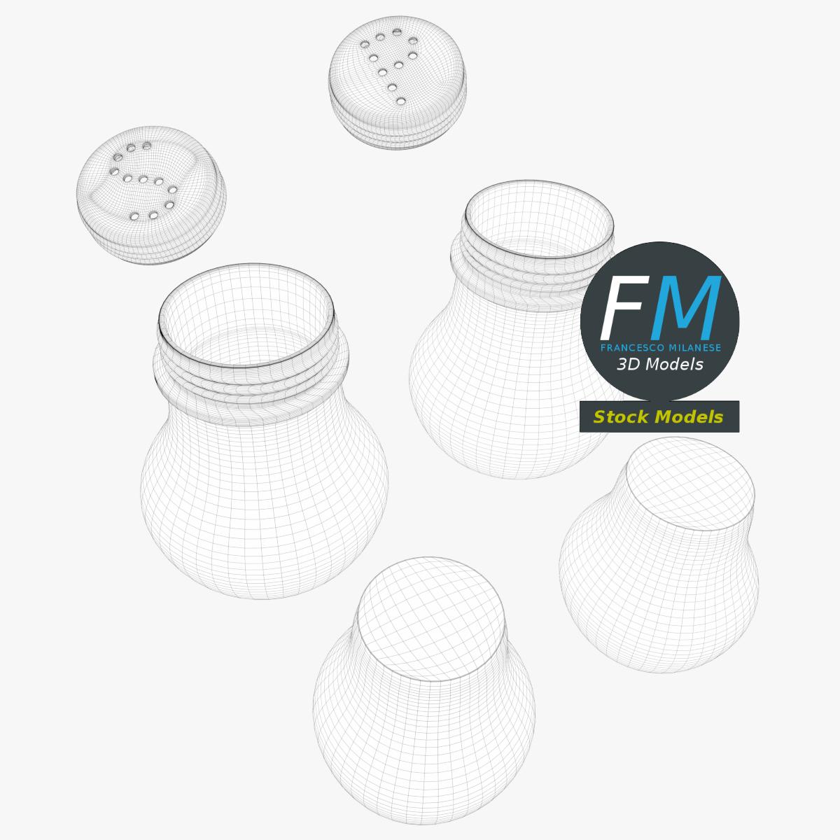 3D-Modell - Runde Salz- und Pfefferstreuer aus Glas - 08