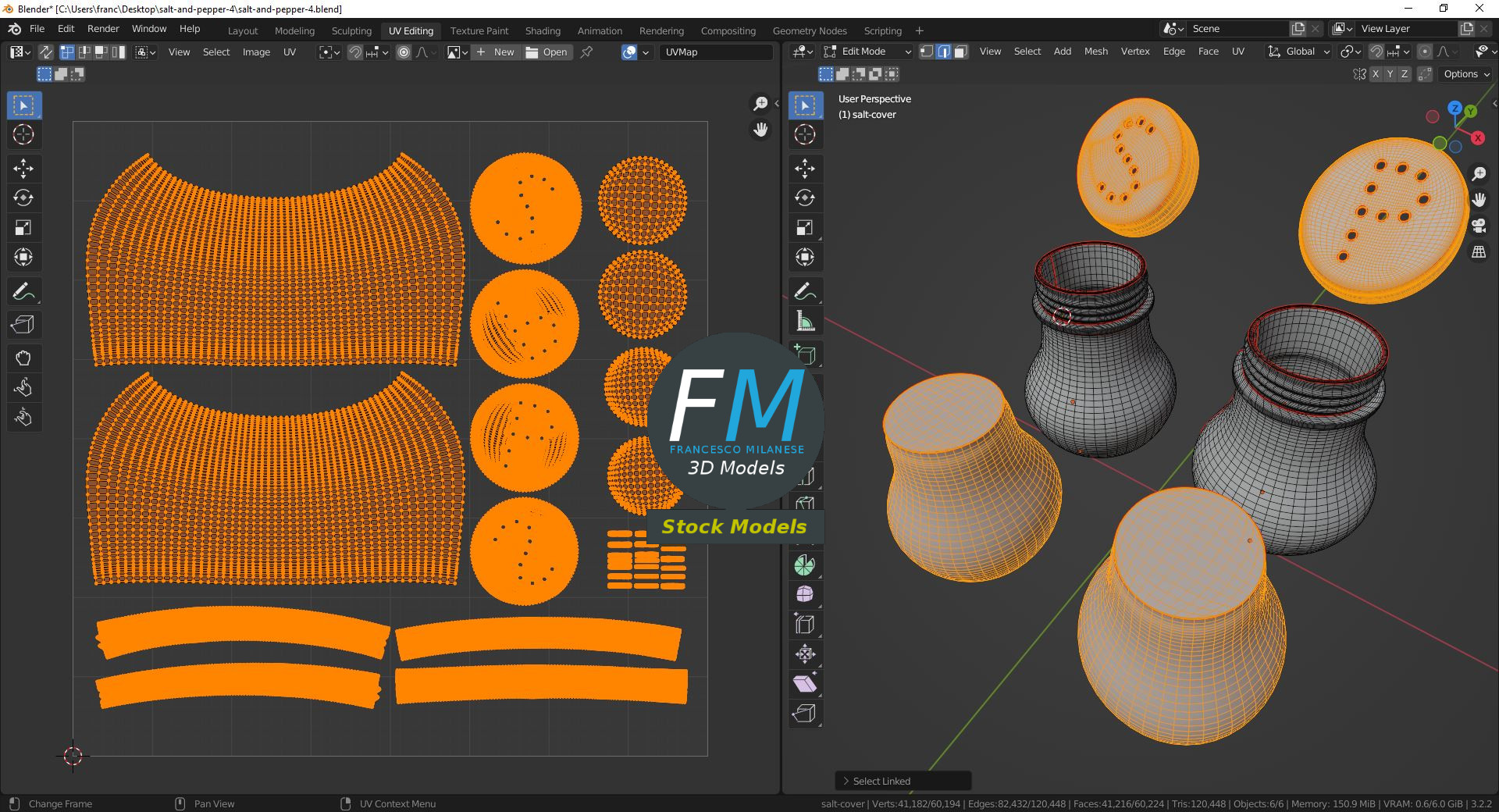 3D-Modell - Runde Salz- und Pfefferstreuer aus Glas - 10