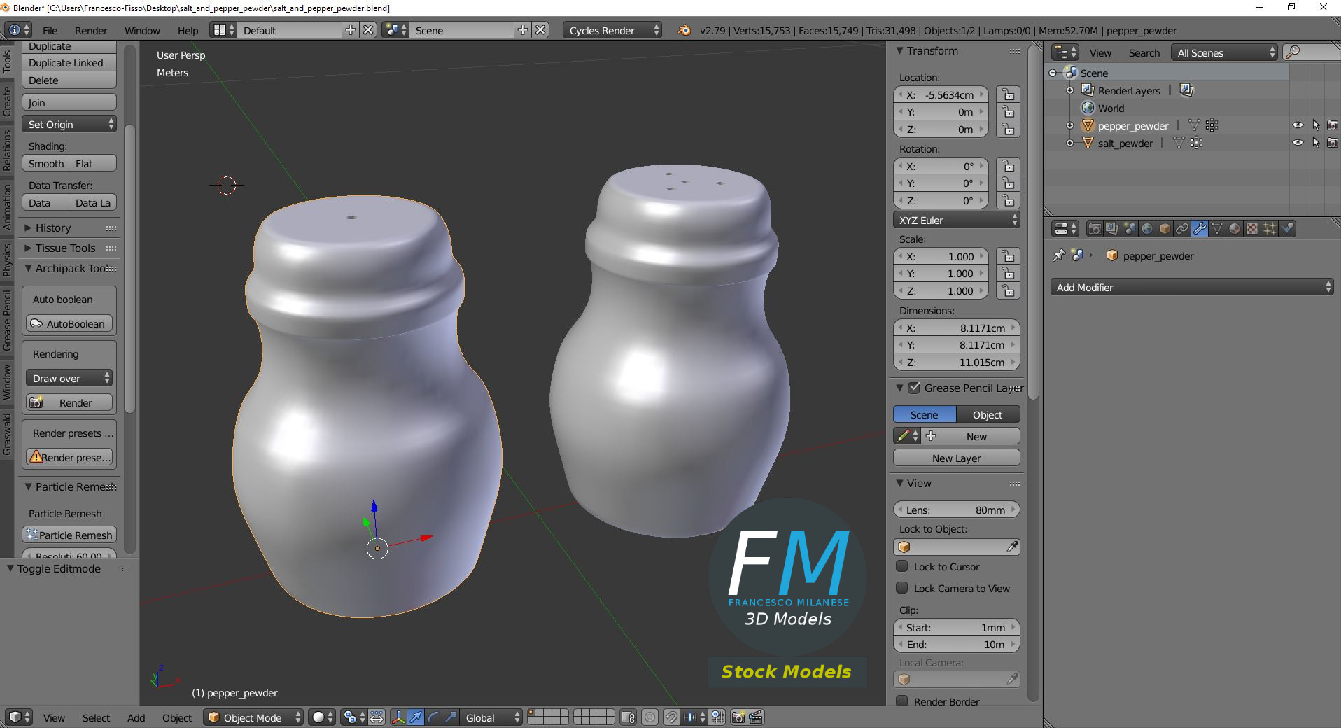 3D-Modell - Salz- und Pfefferstreuer - 09