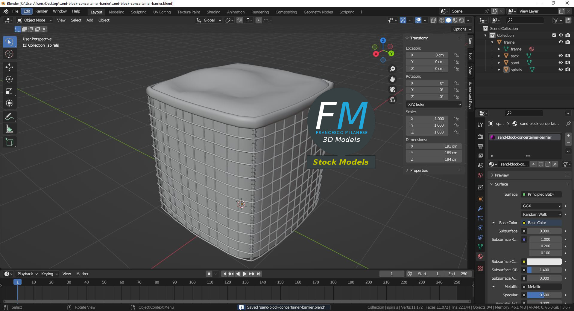 3D-Modell - Sandblock-Concertainer-Barriere - 09