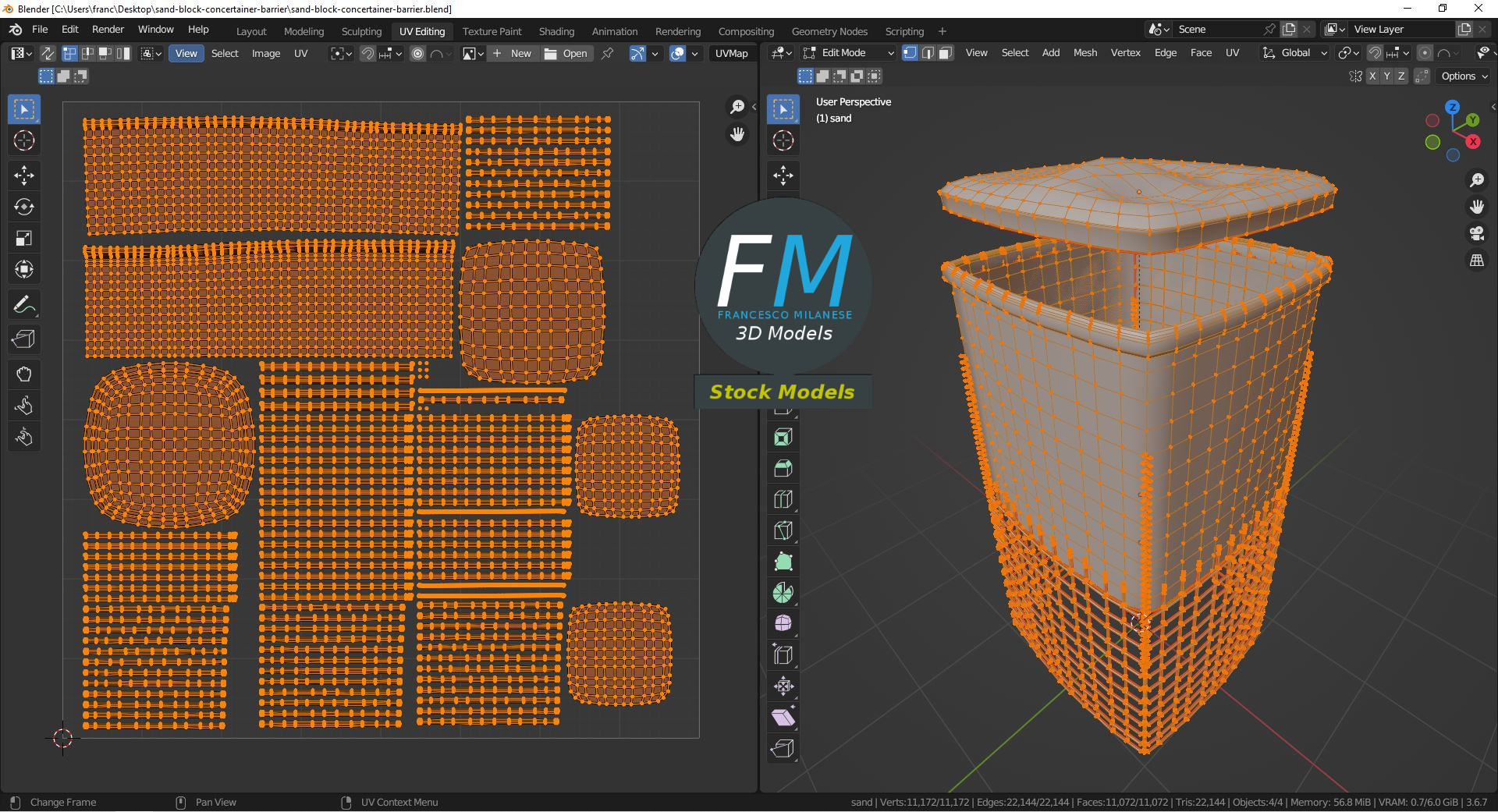 3D-Modell - Sandblock-Concertainer-Barriere - 10